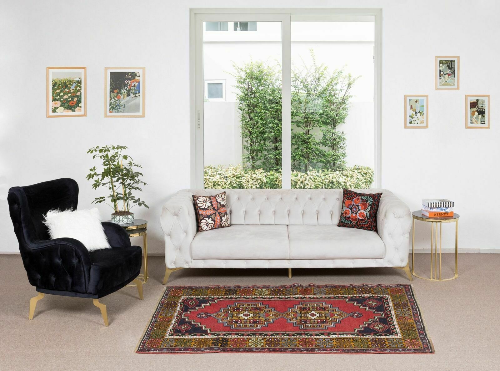 3.8x6.7 Ft One Of A Kind Turkish Rug, Handmade Tribal Carpet With Bohemian Style photo furniture