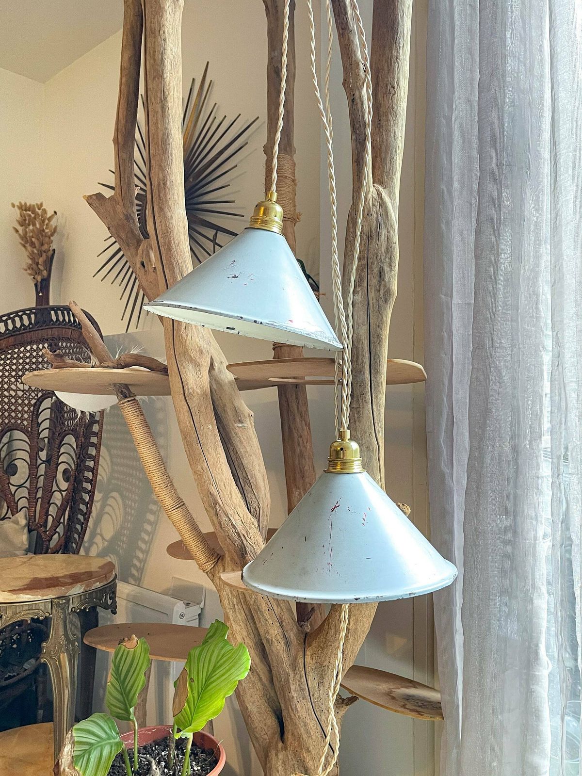 Customizable Vintage Enameled Sheet Metal Lampshades   Vintage Industrial Style Light Pendant Light   Old Sheet Metal Lampshade