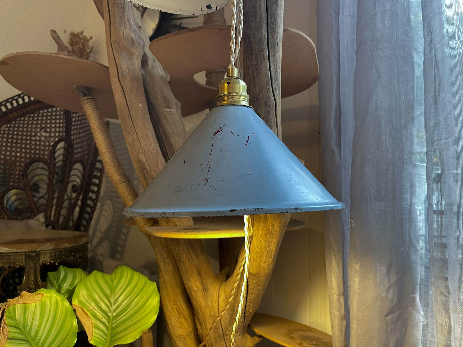 Customizable Vintage Enameled Sheet Metal Lampshades   Vintage Industrial Style Light Pendant Light   Old Sheet Metal Lampshade photo buy
