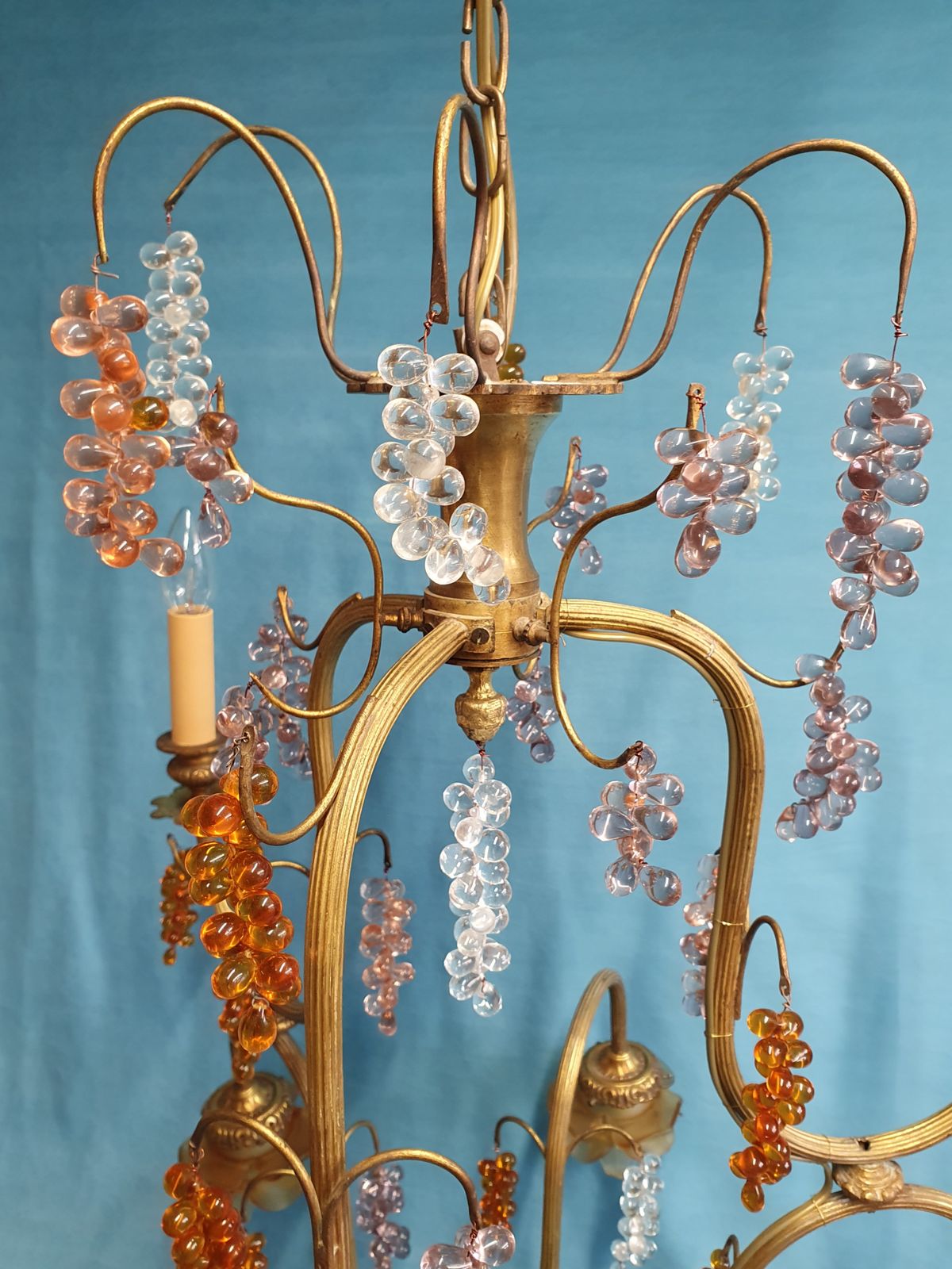 Large French Chandelier With Glass Bunches Of Grapes photo buy
