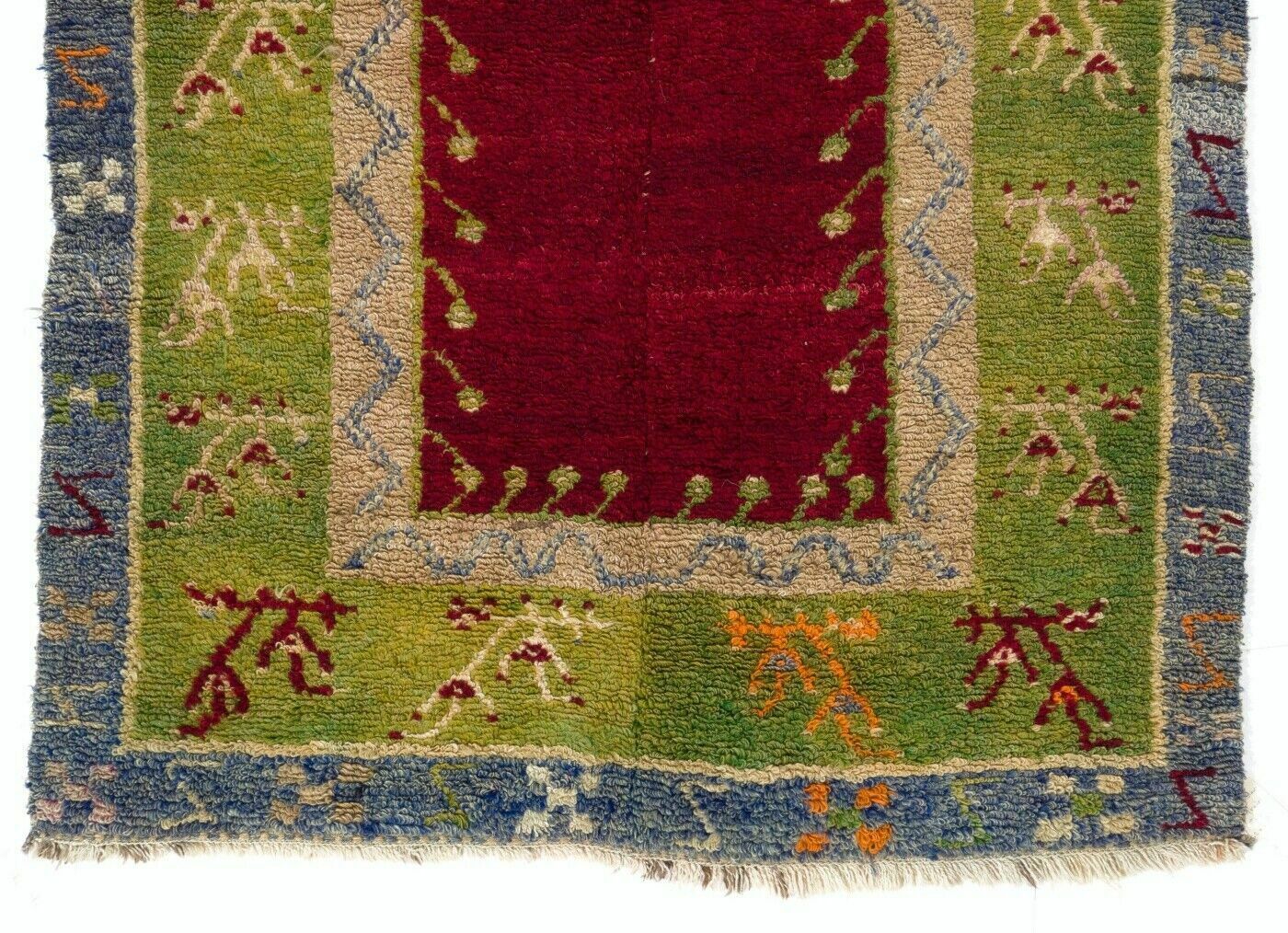 3.8x5.2 Ft Vintage Hand Knotted One Of A Kind Turkish Tulu Rug With Niche Design photo for sale