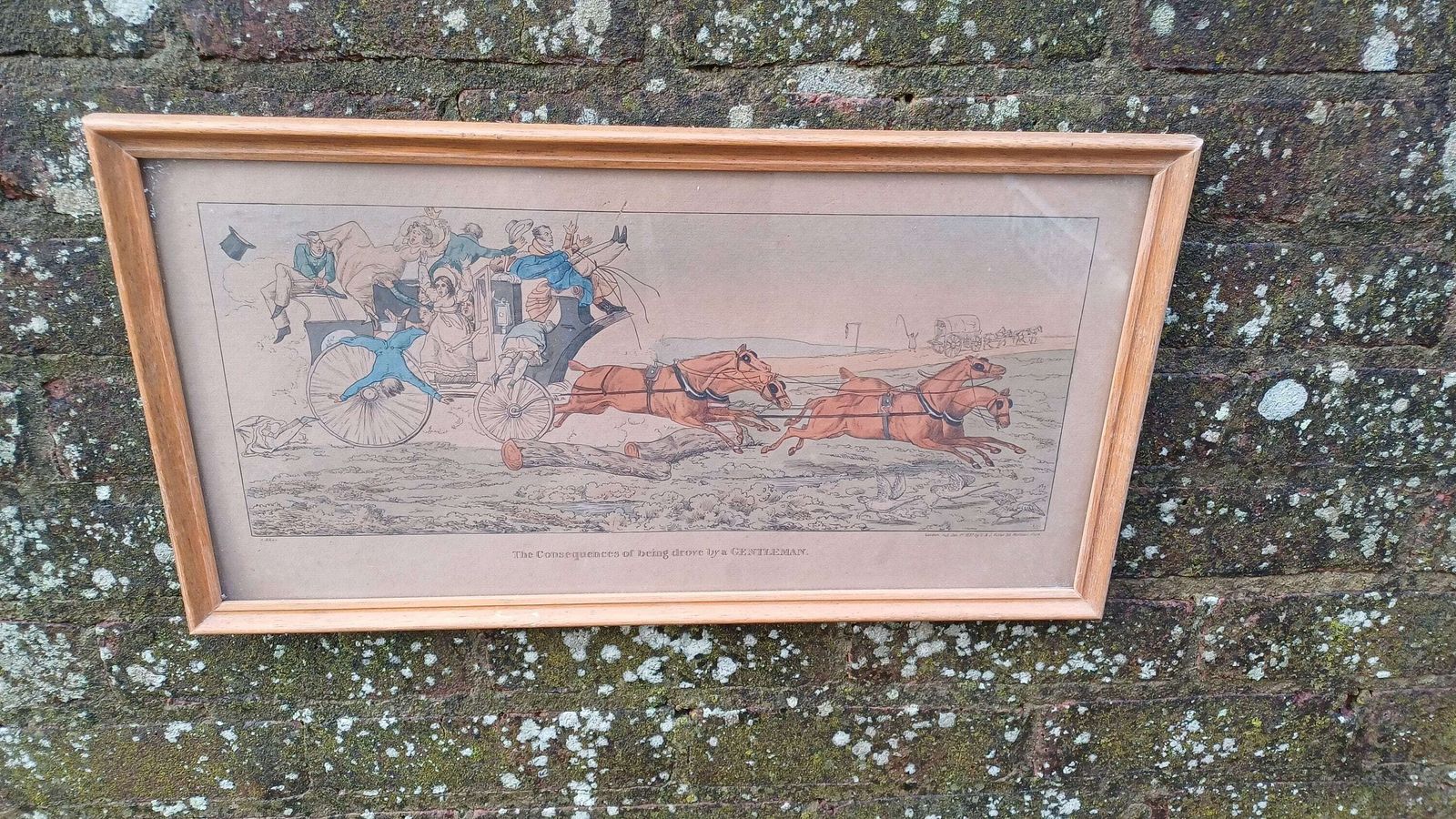 The Comforts & Consequences Of Being Drove Like A Gentleman Drawn By Henry Alken Early 1800s, Published By Fuller, Hand Painted, Van Dorp Co photo vinterior