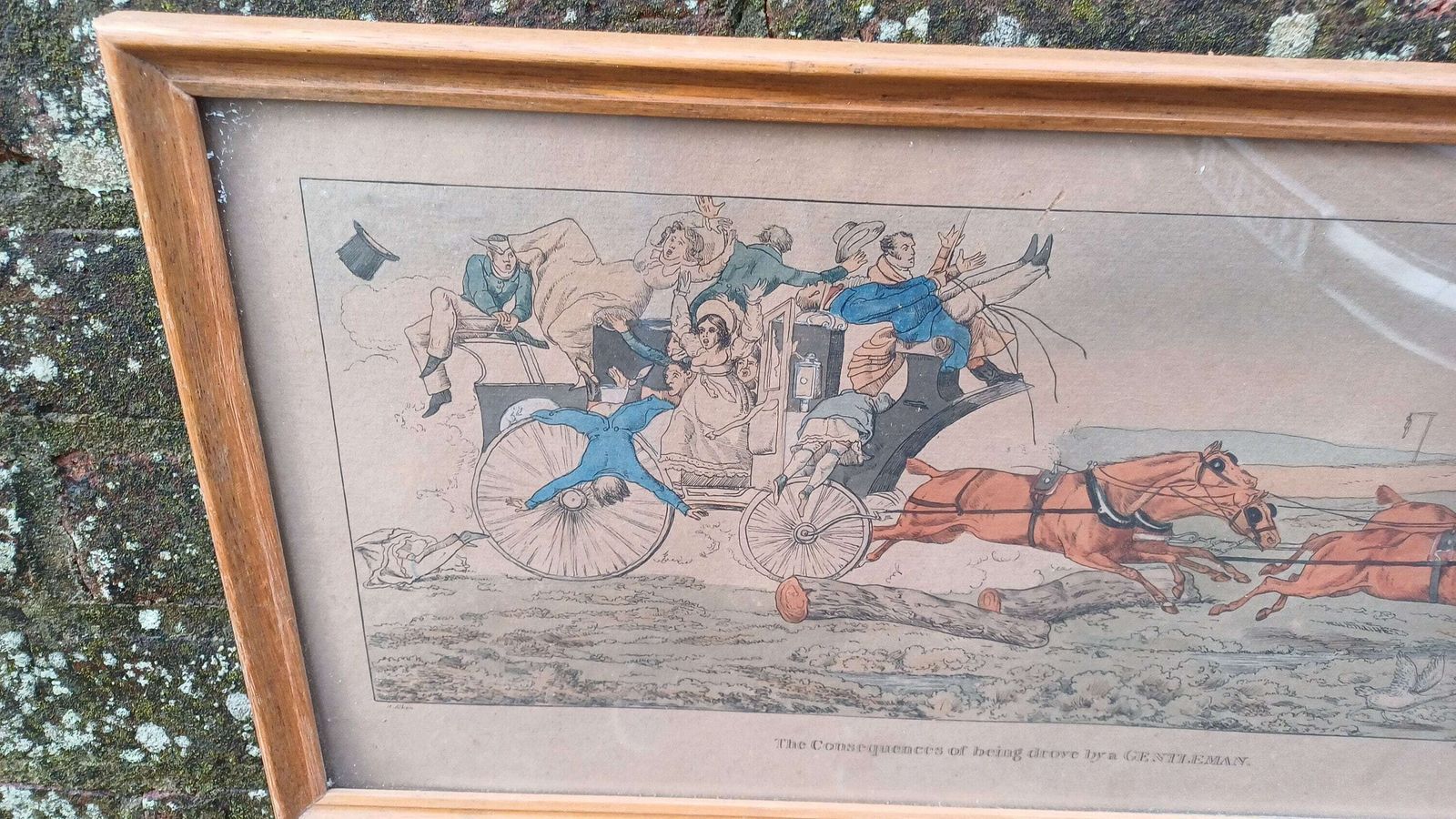 The Comforts & Consequences Of Being Drove Like A Gentleman Drawn By Henry Alken Early 1800s, Published By Fuller, Hand Painted, Van Dorp Co photo vintage