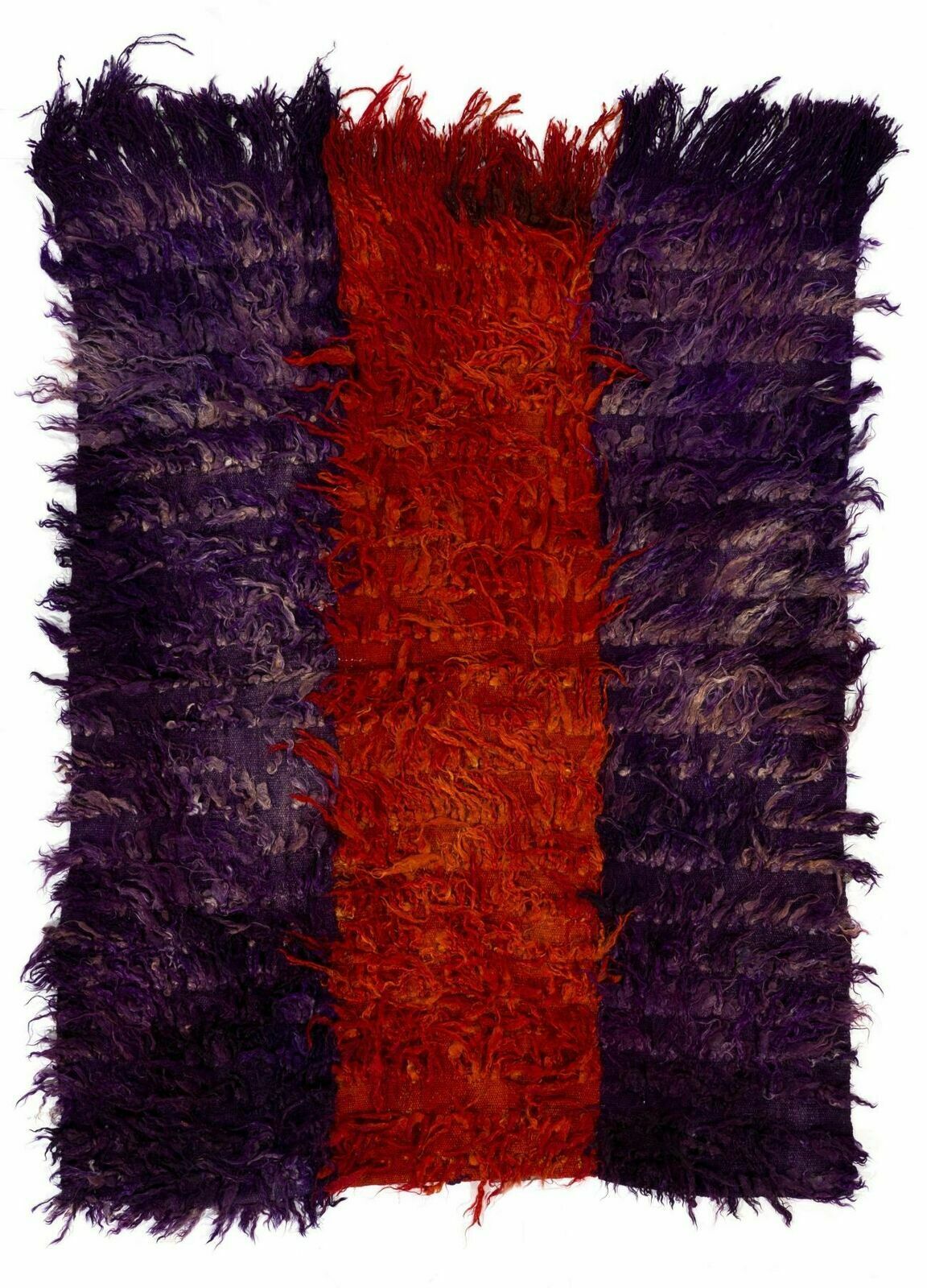 4.5x5.8 Ft Vintage Filikli Tulu Rug Made Of Mohair 'Angora Wool', Red & Green