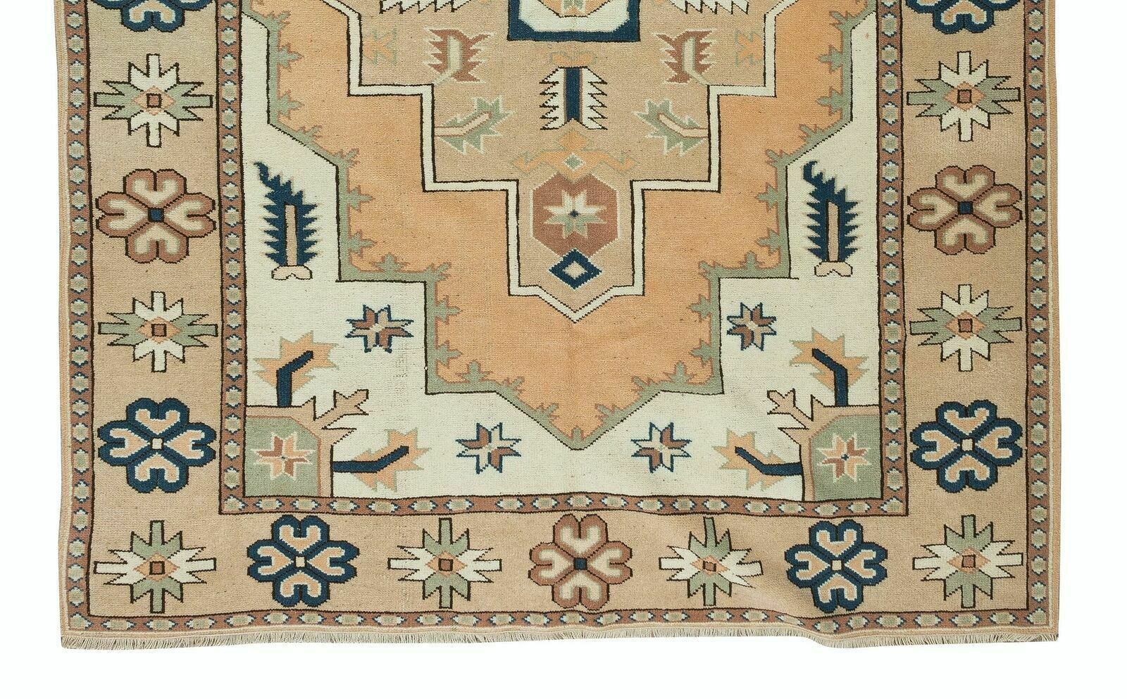 6x7.7 Ft Vintage Turkish Traditional Rug, Handmade Wool Geometric Design Carpet photo 568.0