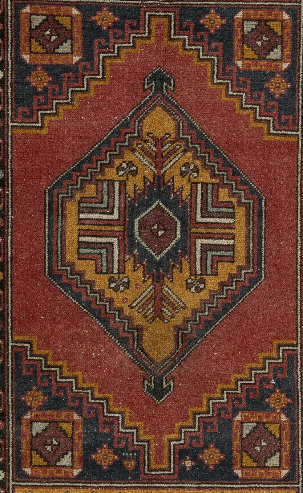 3.8x5.8 Ft Hand Knotted Vintage Oriental Rug, Tribal Style Wool Carpet photo Textiles