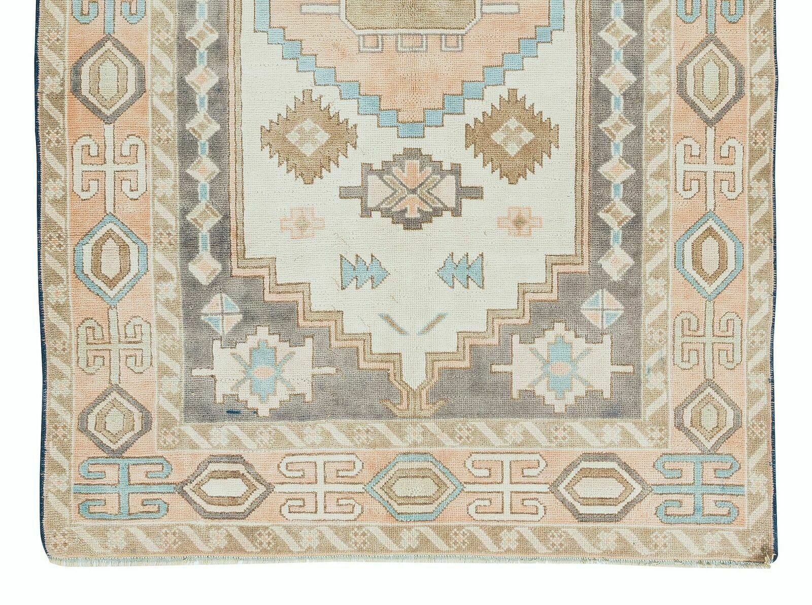 4.5x6.7 Ft 1960's Geometric Wool Area Rug, Vintage Hand Knotted Turkish Carpet photo 511.0