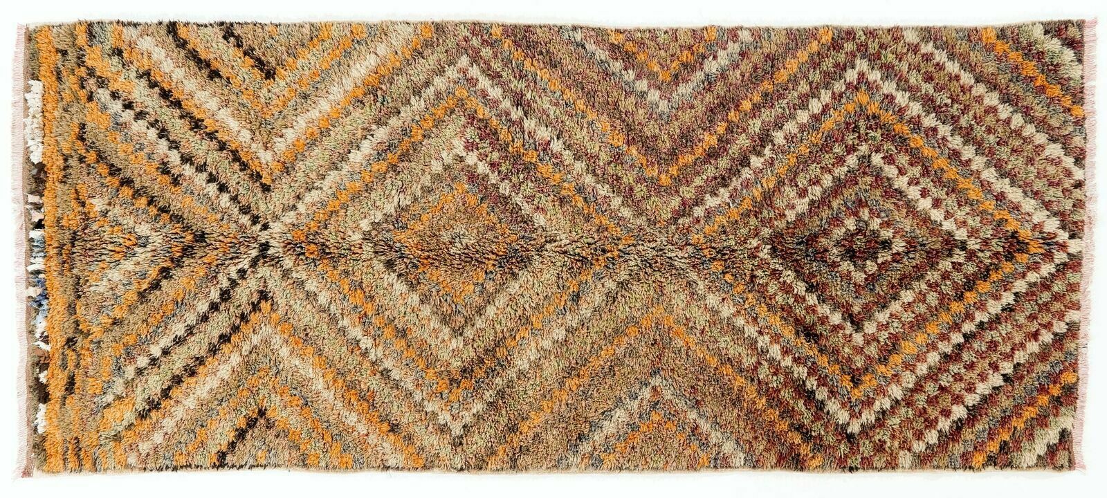 4.3x10.1 Ft Checkered Midcentury Tulu Rug In Soft Colors photo 791.0