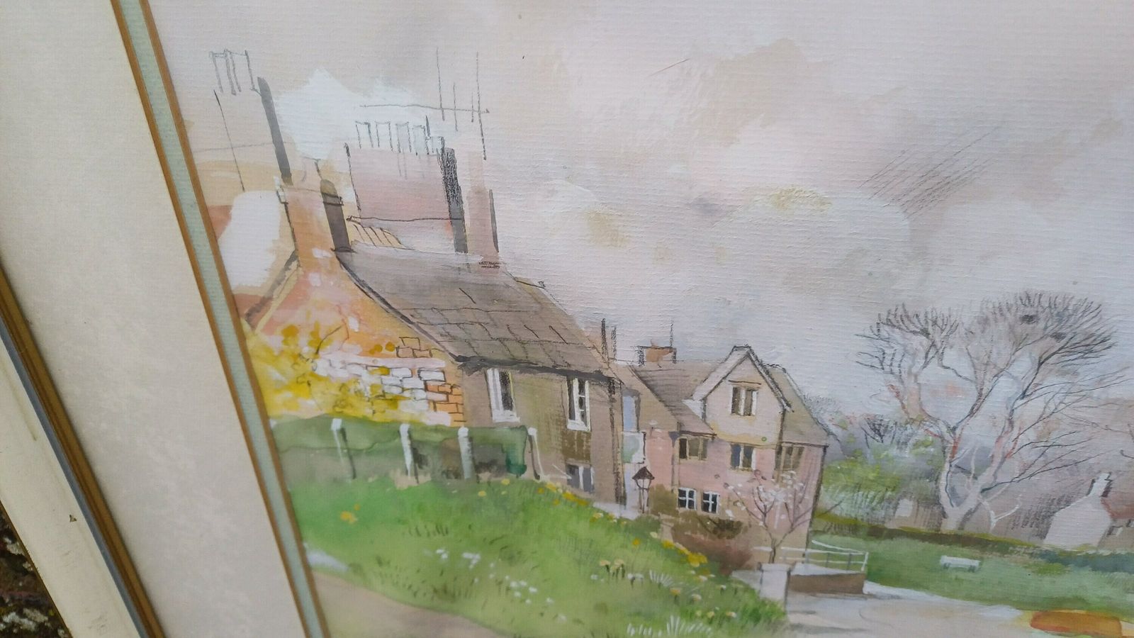 Stunning Large Original Watercolour ‘Sunlit Village’ By Popular Artist ’Hilda Chancellor Pope 1978 photo buy