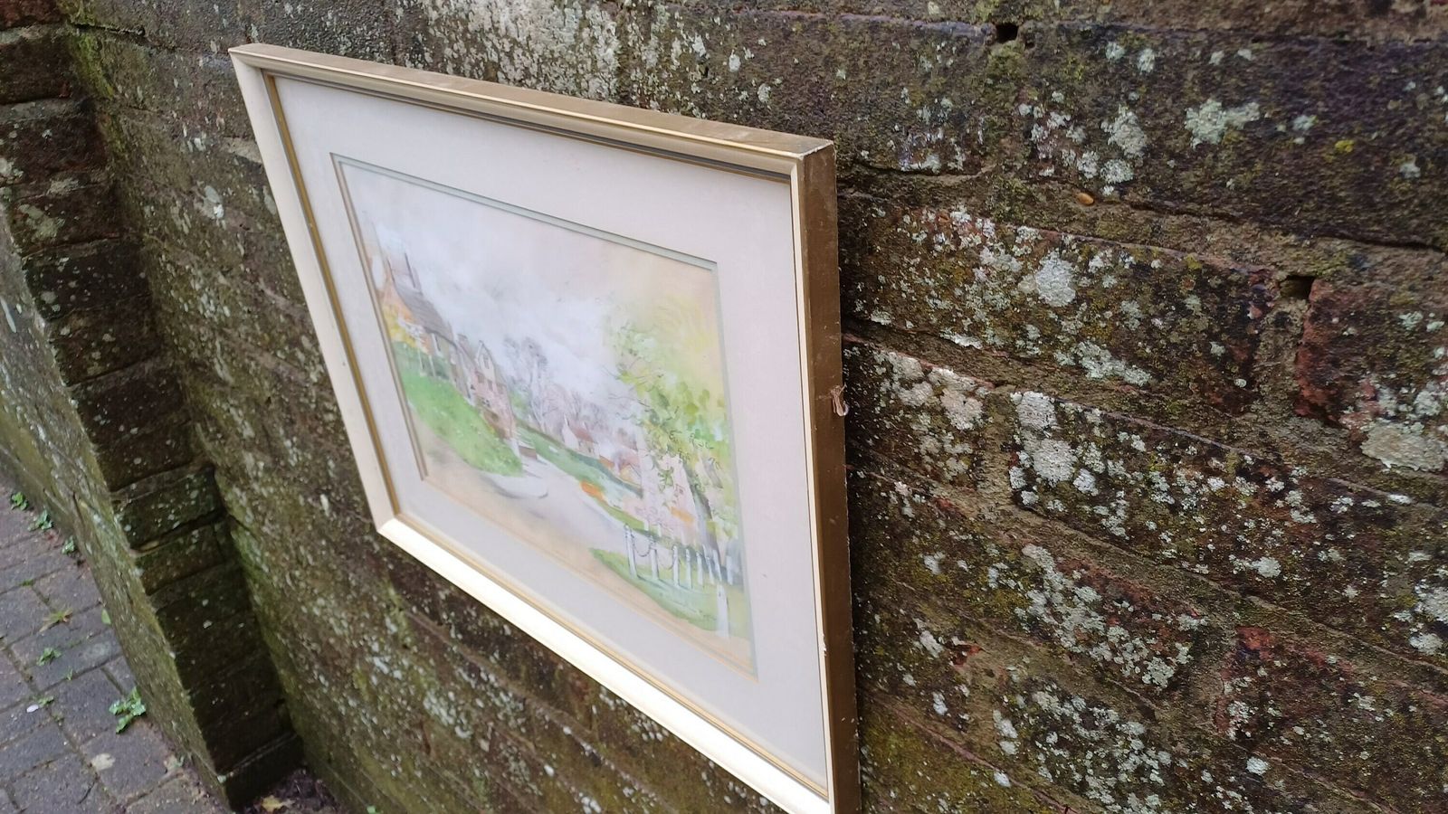 photo furniture Stunning Large Original Watercolour ‘Sunlit Village’ By Popular Artist ’Hilda Chancellor Pope 1978