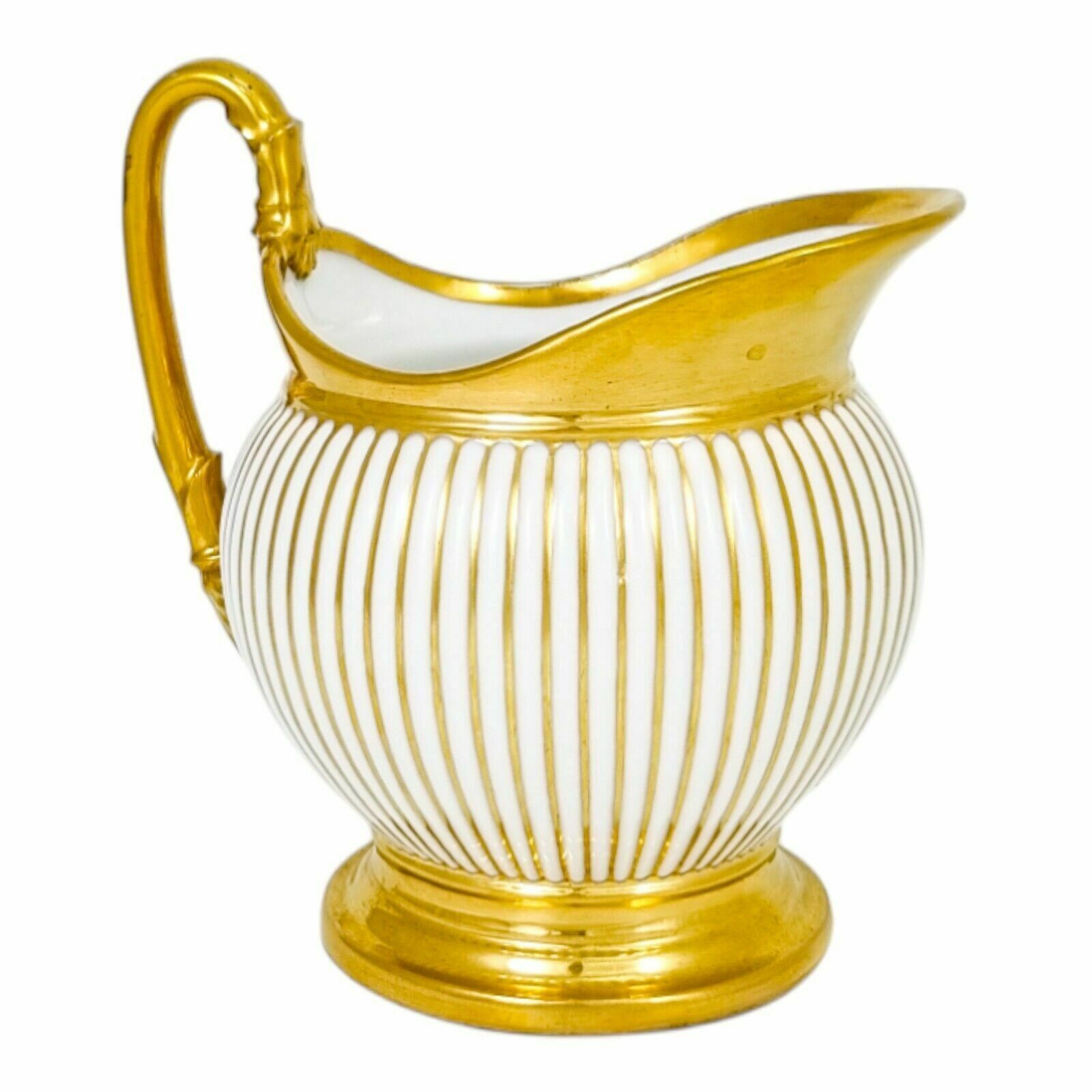 1830's French Empire Old Paris Porcelain Large Gilded Milk Jug Carafe, Feuillet photo for sale