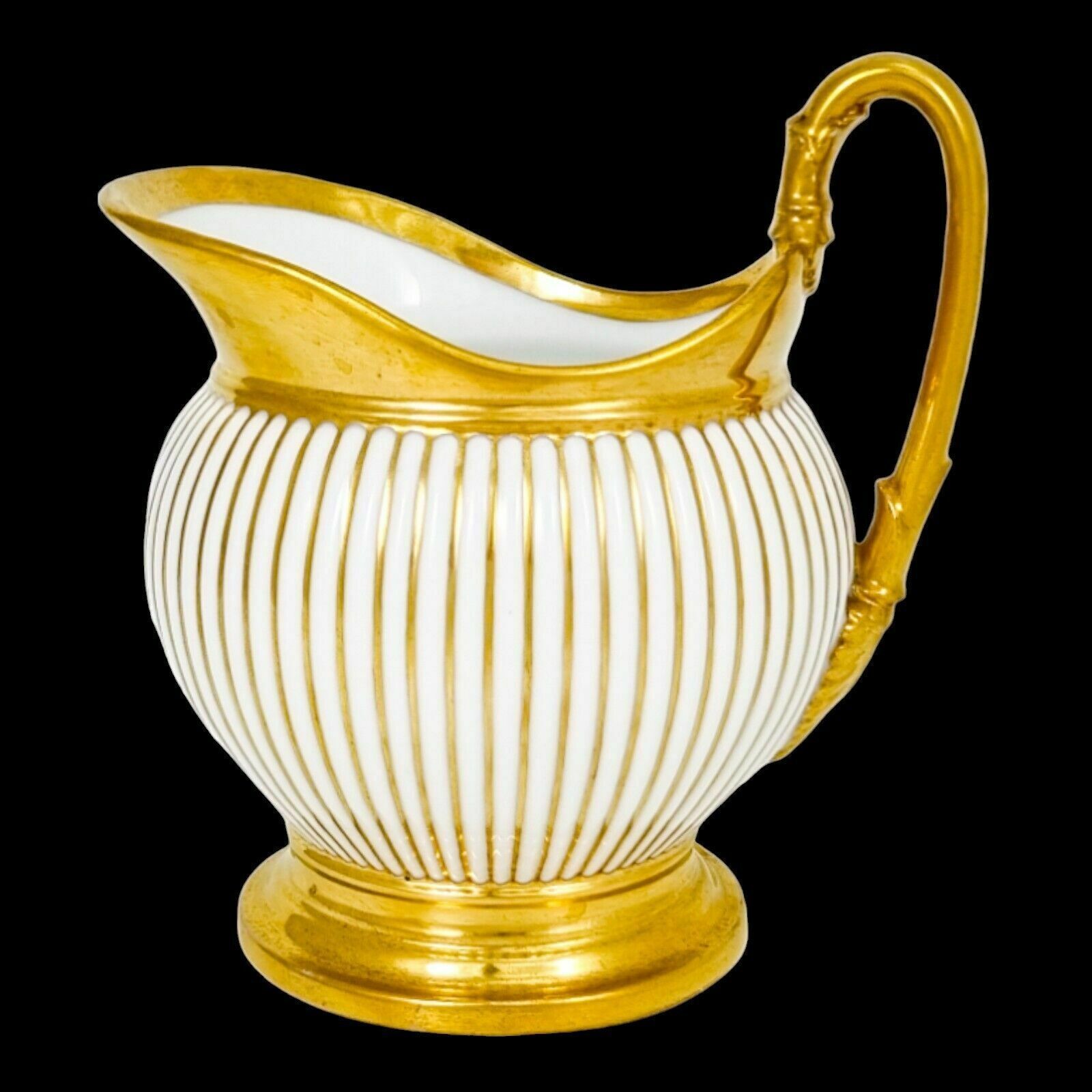 photo furniture 1830's French Empire Old Paris Porcelain Large Gilded Milk Jug Carafe, Feuillet