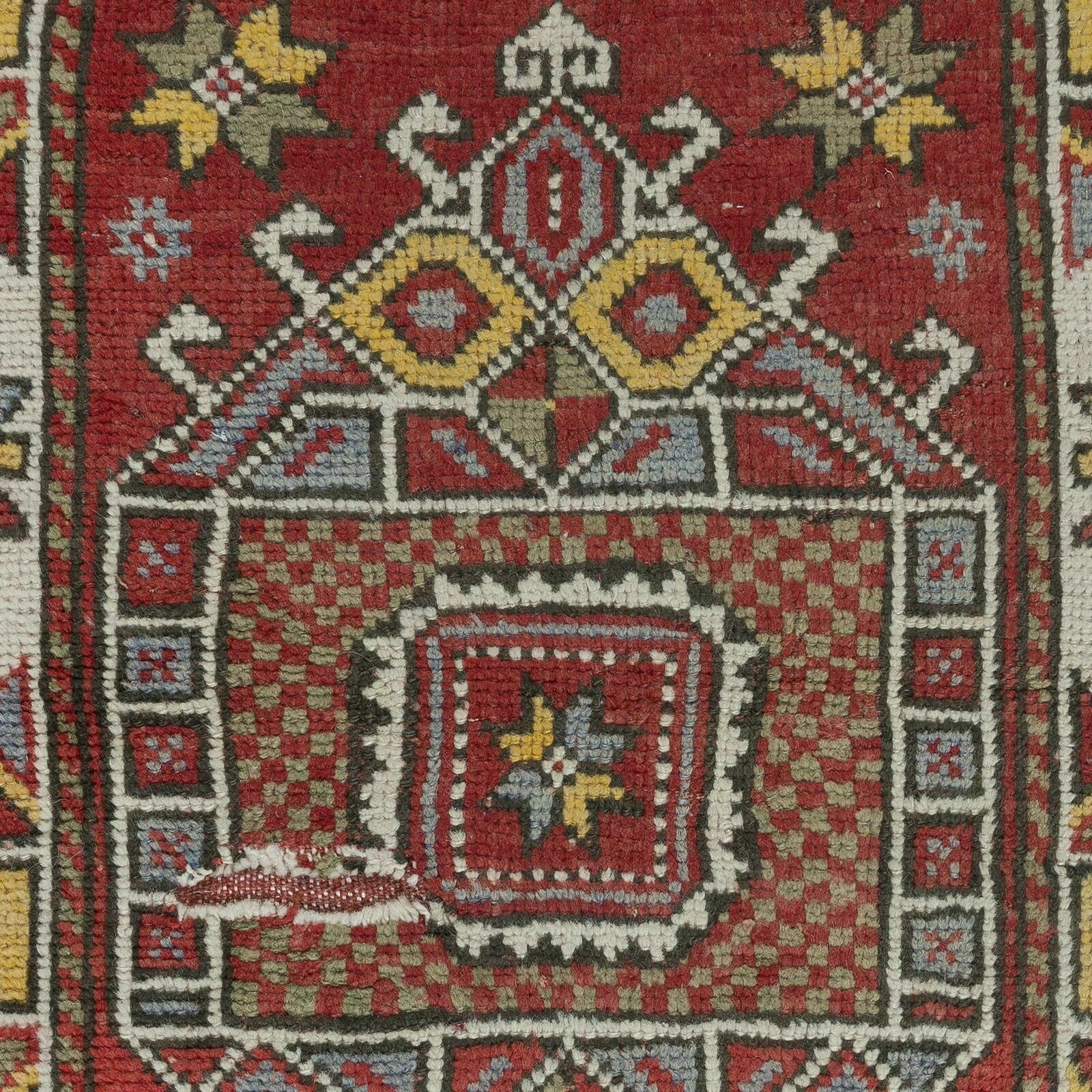 2.4x3.2 Ft Handmade Geometric Medallion Design Rug, Vintage Turkish Red Carpet photo 244.0