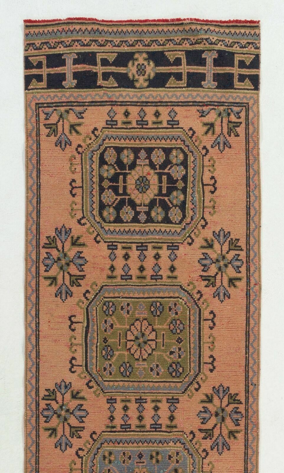 3x11.7 Ft Vintage Handmade Turkish Runner. One Of A Kind Wool Hallway Carpet photo furniture