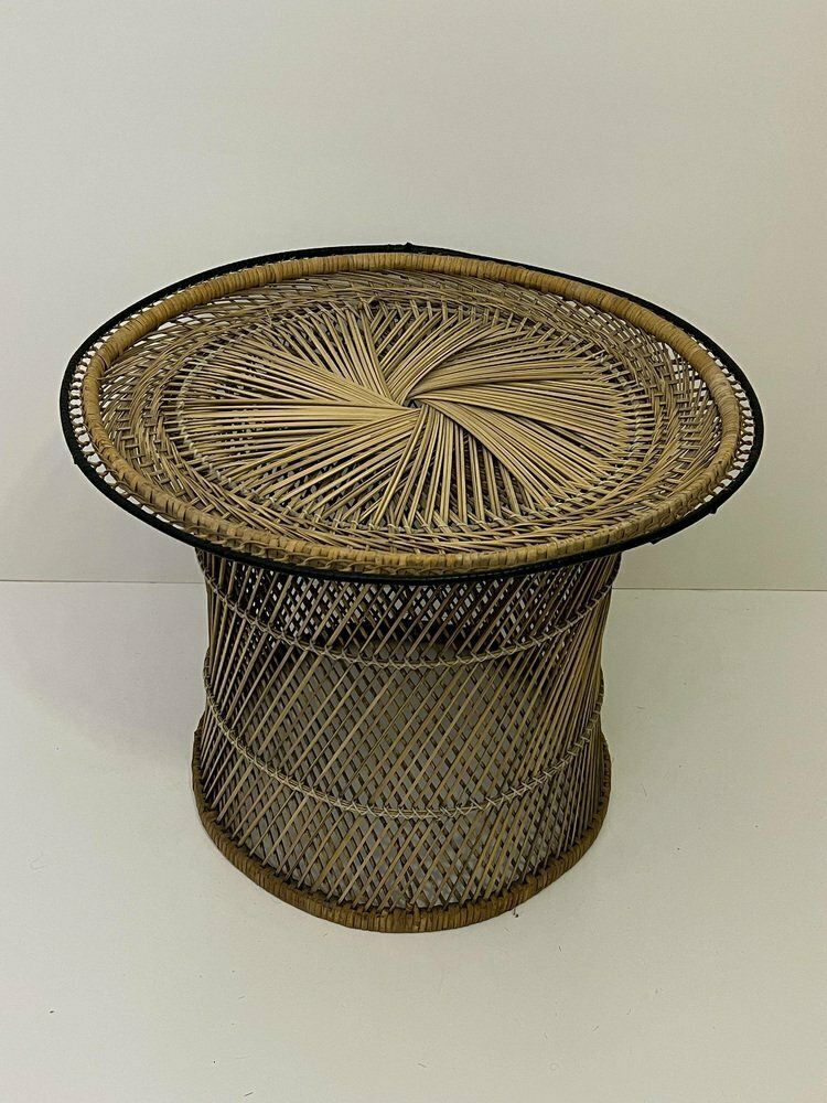 Mid Century Bamboo Wicker Table By Franco Albini, 1950s