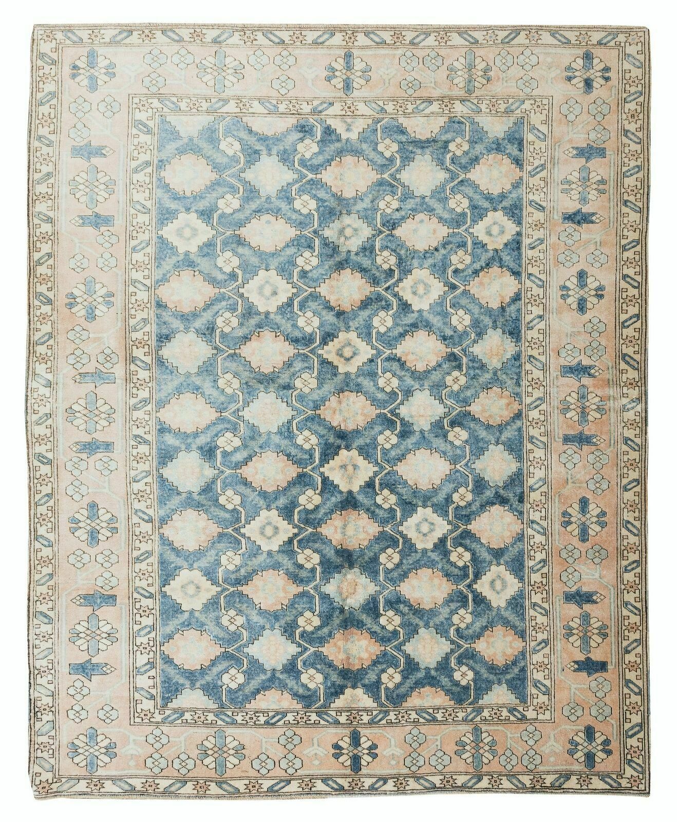 7x8.6 Ft Handmade Turkish Rug, Authentic Floral Vintage Carpet