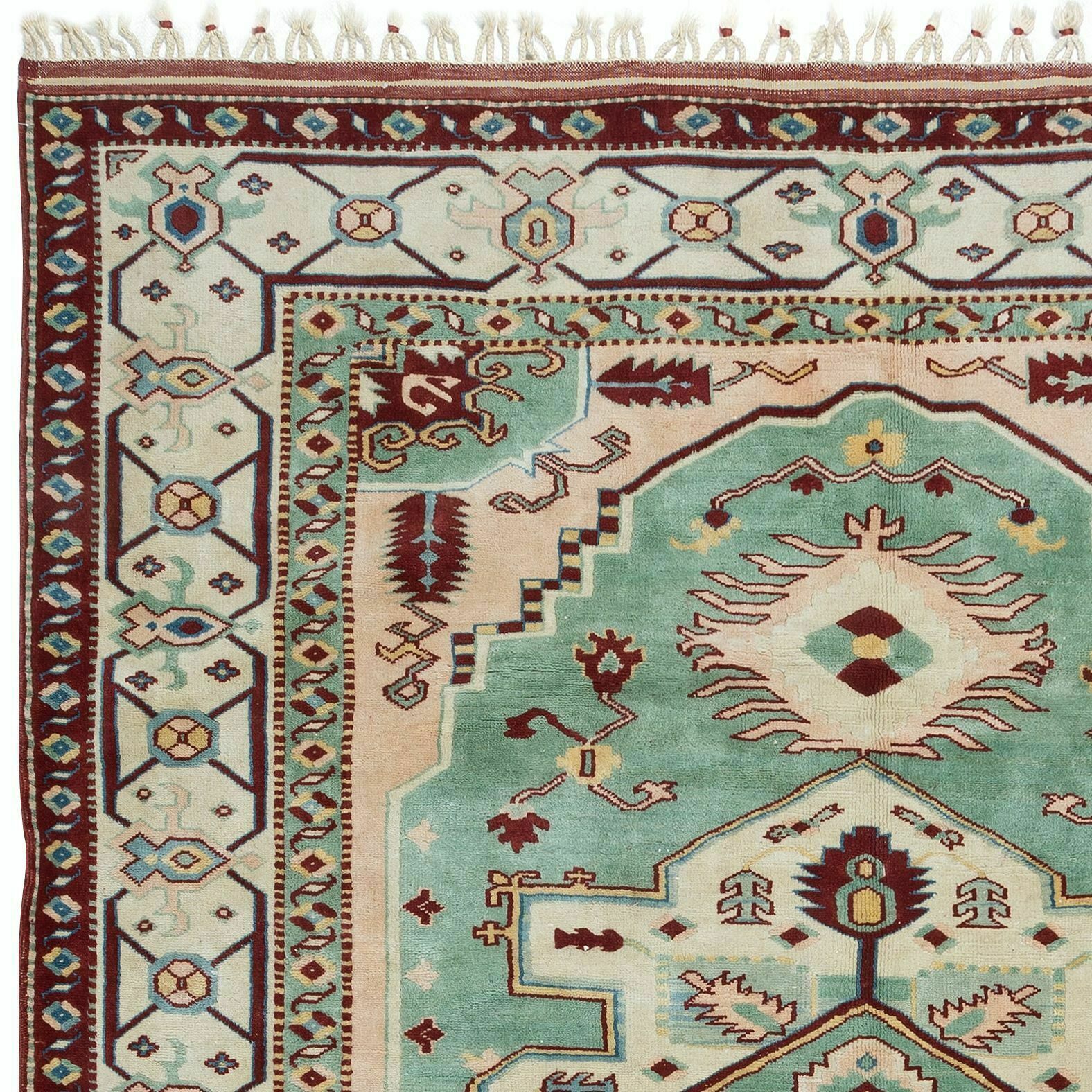 6.4x8 Ft Handmade Area Rug, Unique Vintage Turkish Carpet With Fringe, 100% Wool photo Textiles