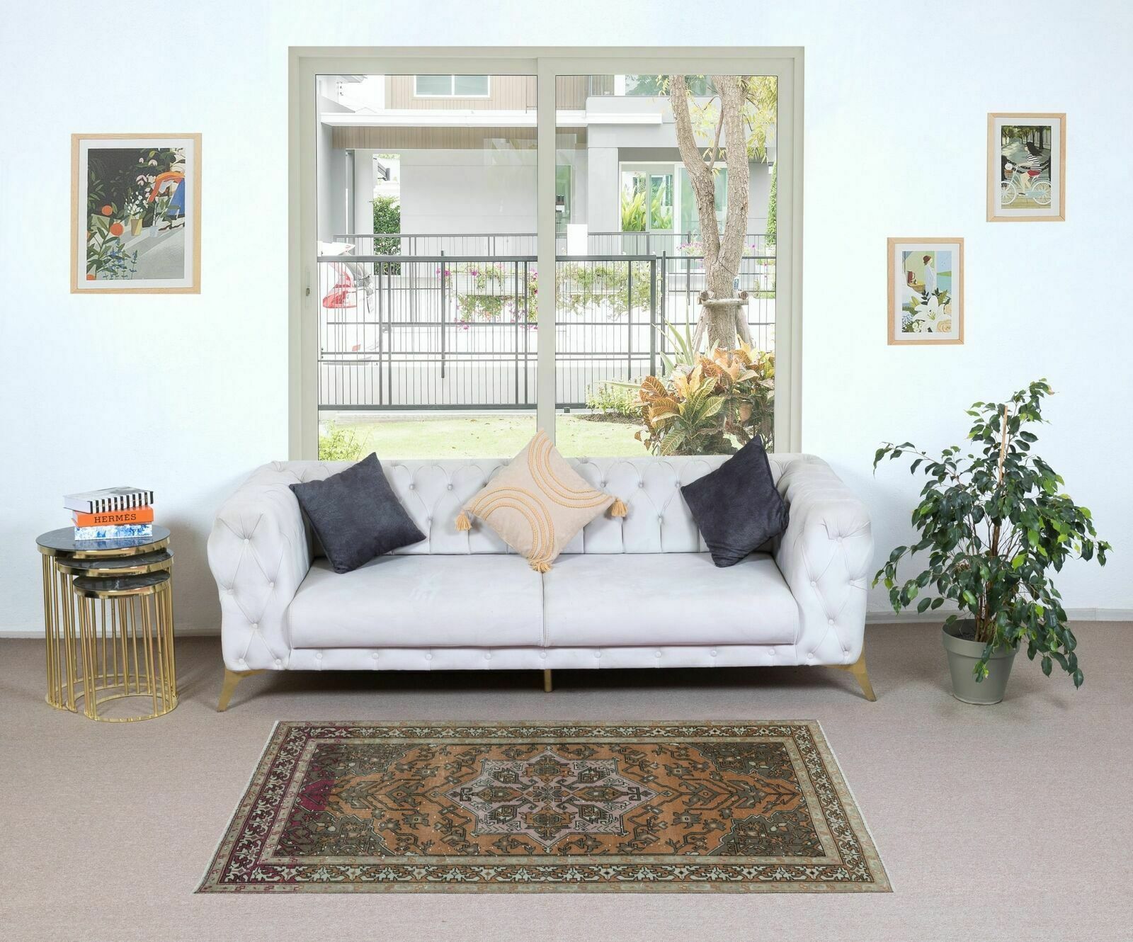3.7x6.2 Ft One Of A Kind Vintage Tribal Rug, Handmade Turkish Carpet, Ca 1960 photo furniture