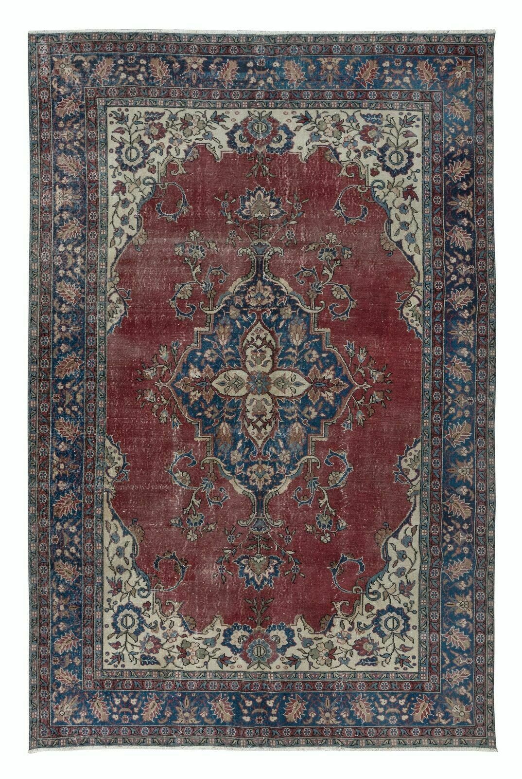 7x10.4 Ft Vintage Handmade Oriental Rug For Country Homes, Traditional Interiors
