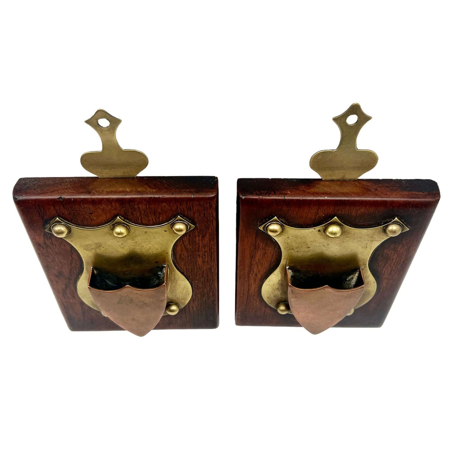 Antique Victorian Pair Of Copper & Brass Wall Hanging Spill Vases   Home Decor photo Art