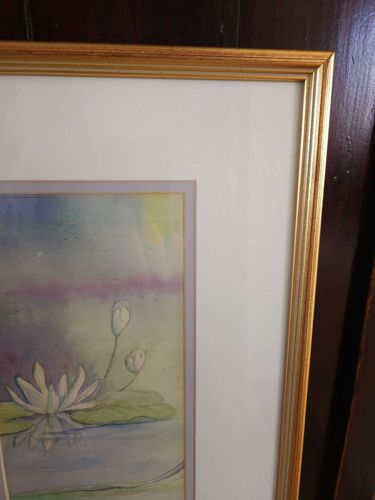 Pretty, Pastel, Original Watercolour 'Waterlilies' By Artist Margaret Metcalfe photo 119.0
