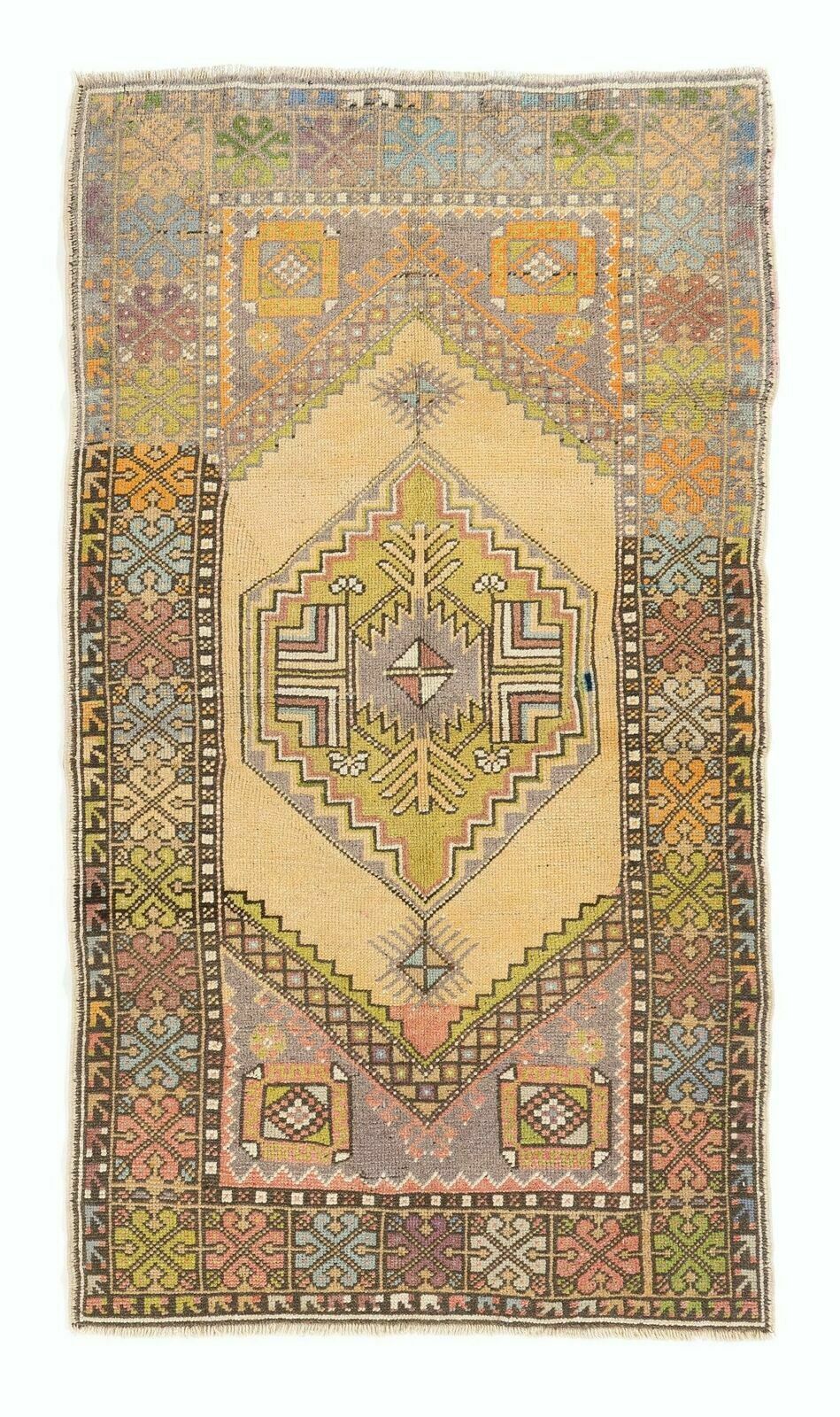 3.6x6.2 Ft One Of A Kind Vintage Turkish Rug, Authentic 1940s Floor Covering