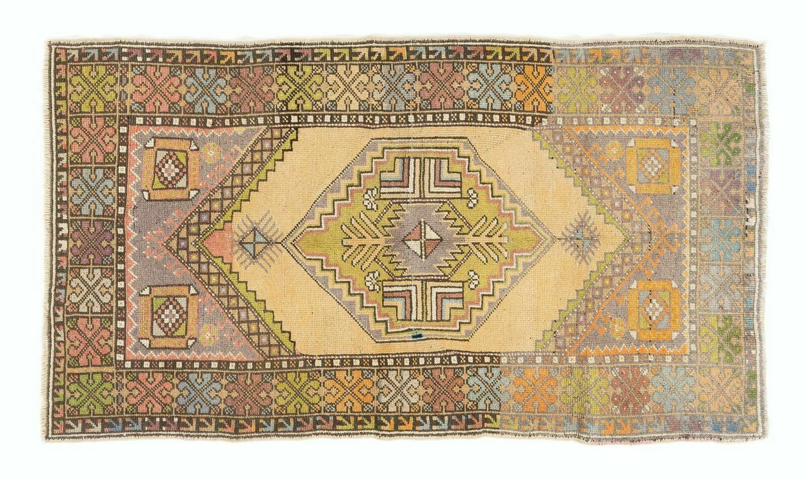 3.6x6.2 Ft One Of A Kind Vintage Turkish Rug, Authentic 1940s Floor Covering photo 438.0