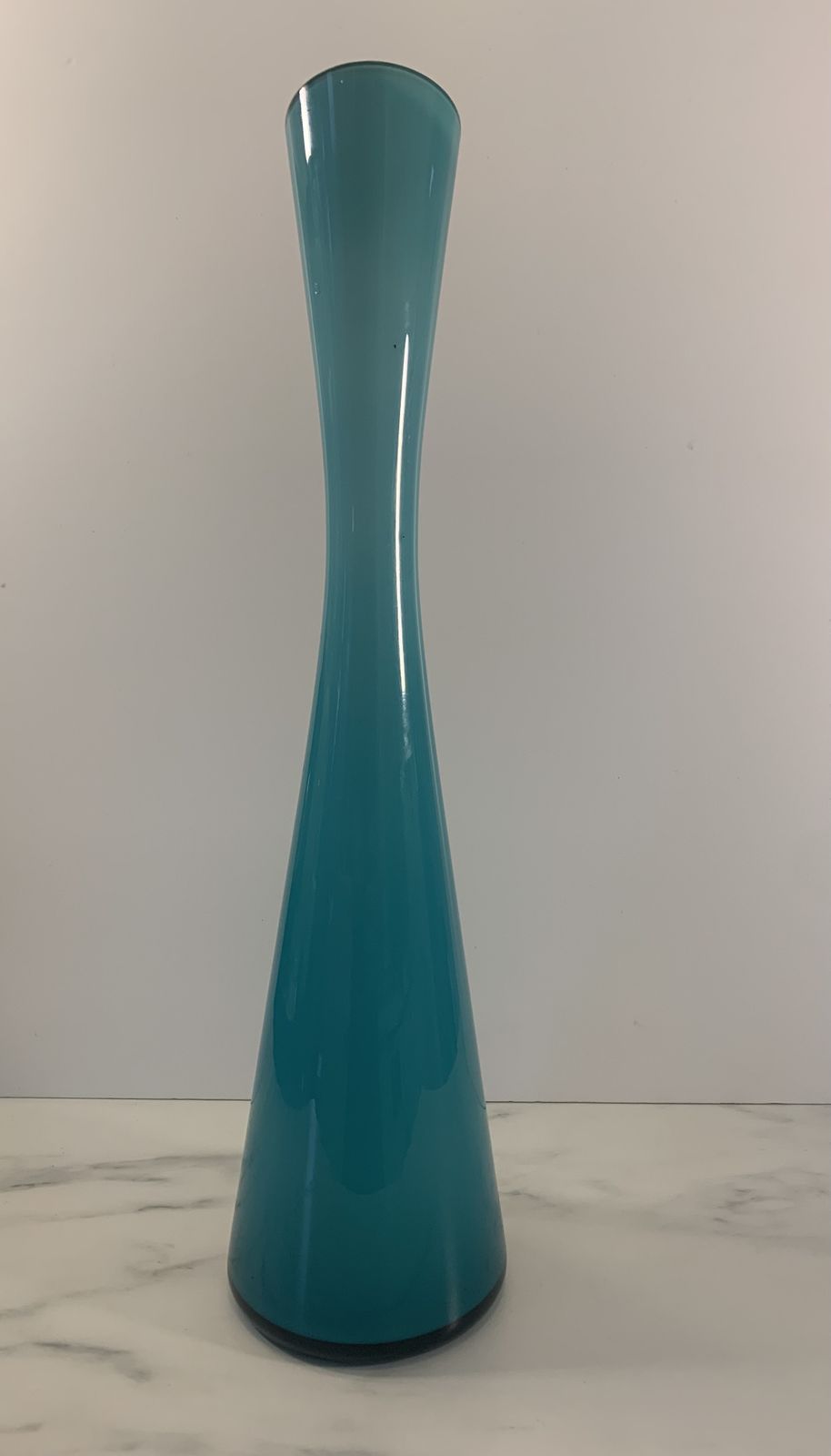 Swedish Turquoise Glass Vase By Gunnar Ander For Elme Glasbruk, 1960s photo Art