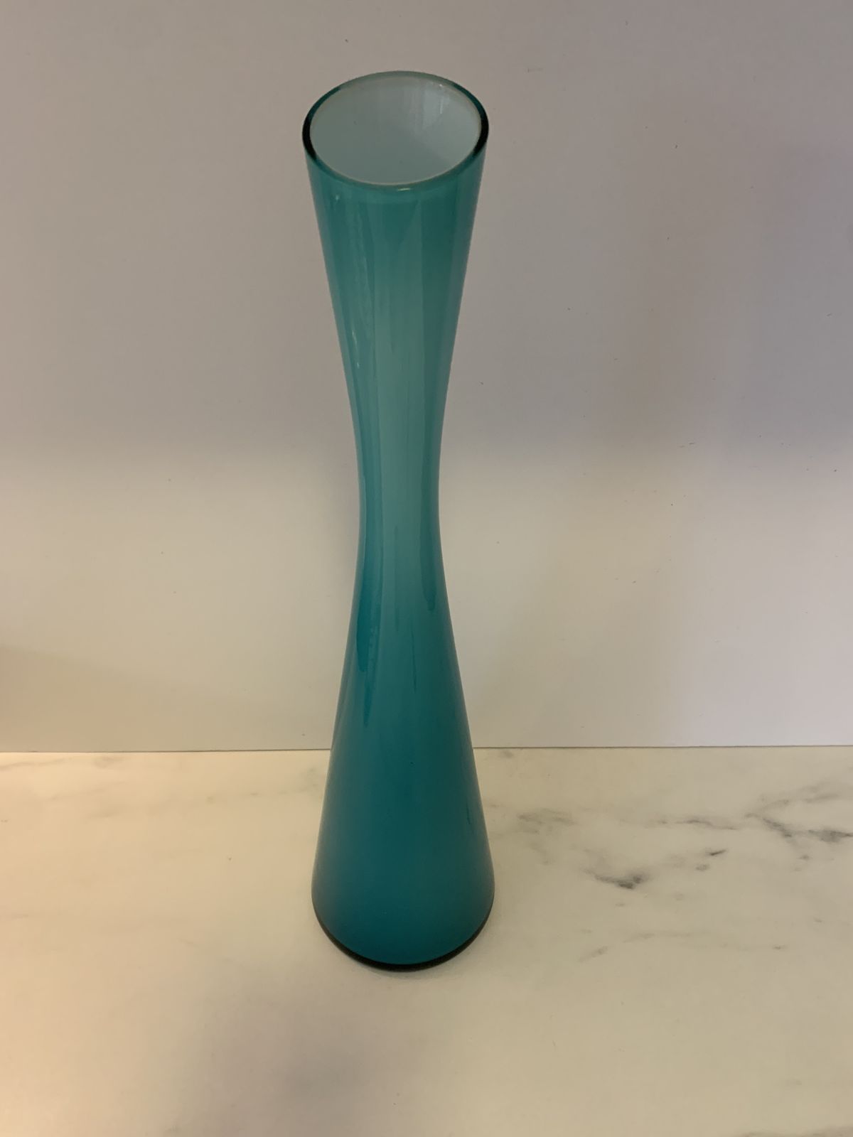 photo for sale Swedish Turquoise Glass Vase By Gunnar Ander For Elme Glasbruk, 1960s
