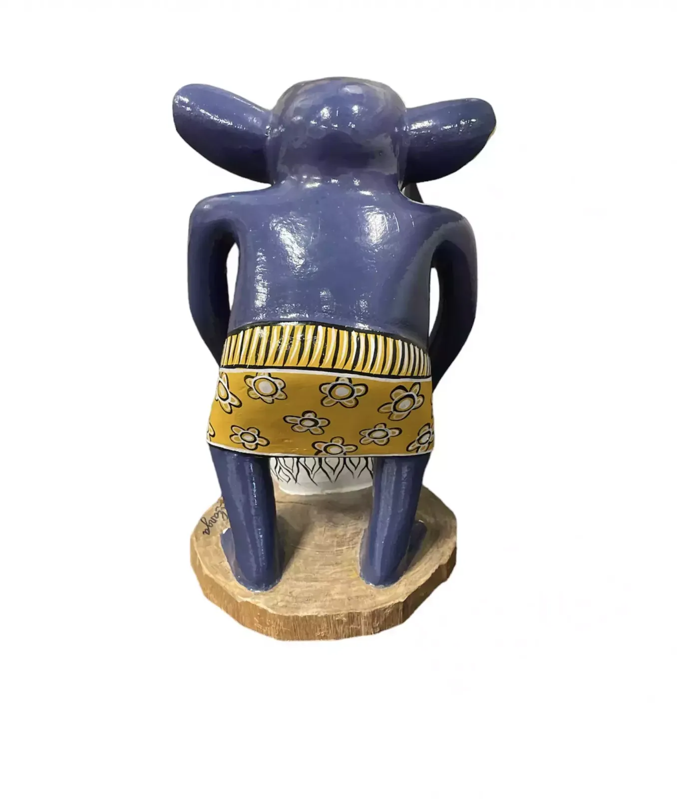 Wood Carving Of A Man With A Basket By George Lilanga Di Nyama (Tanzanian, 1934 2005) From The 20th Century. photo for sale
