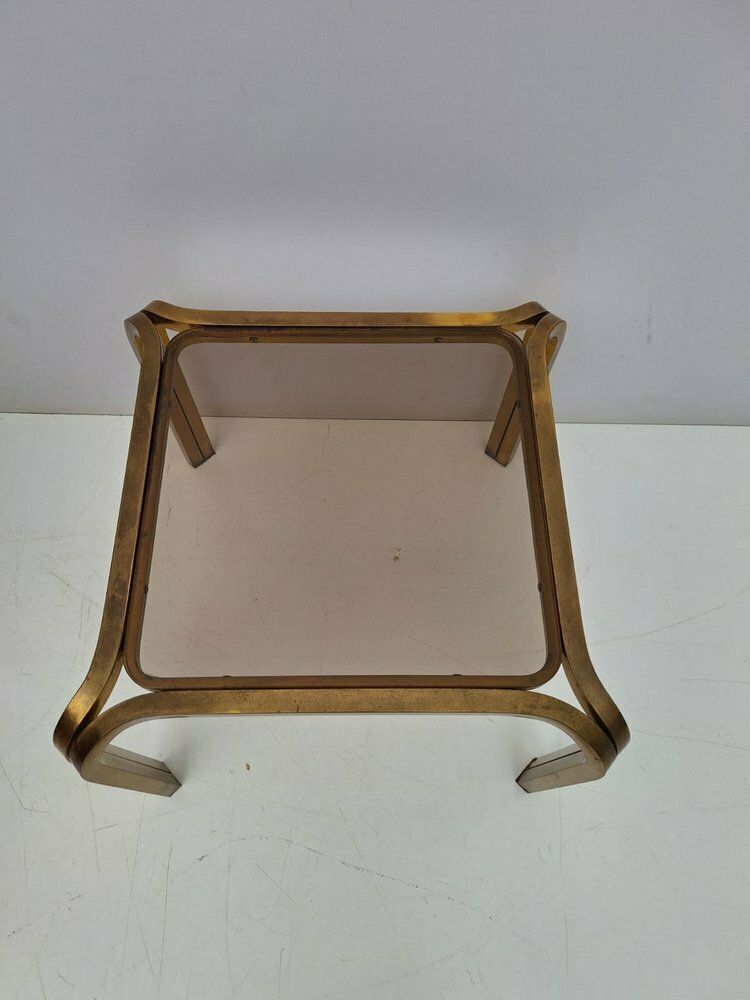 Coffee Table In Brass And Smoked Glass, 1960s photo furniture