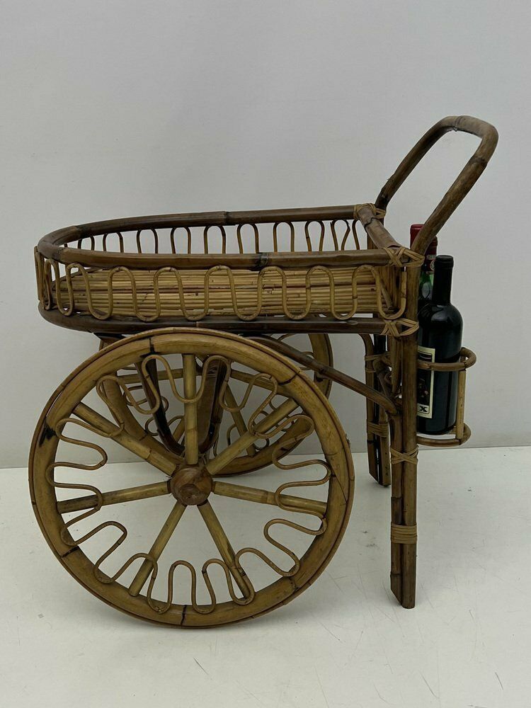 Mid Century Riviera Trolley In Bamboo And Wicker, 1950s photo furniture