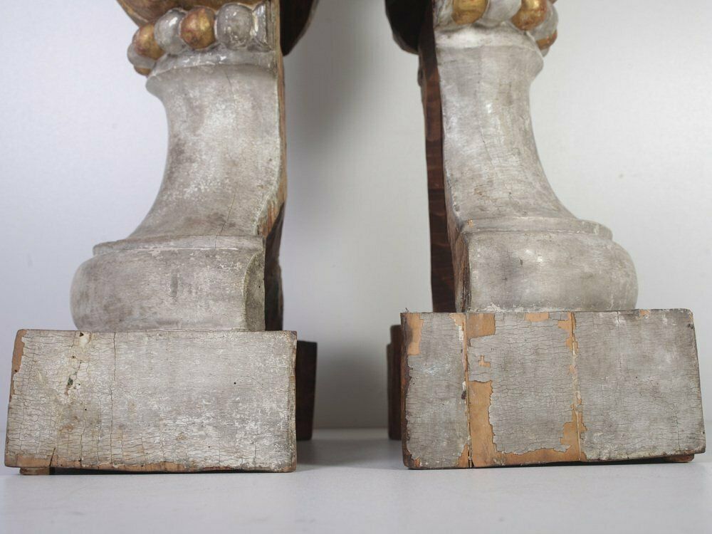 photo furniture Large 18th Century Bohemian Decorative Lime Wood Vases, Set Of 2