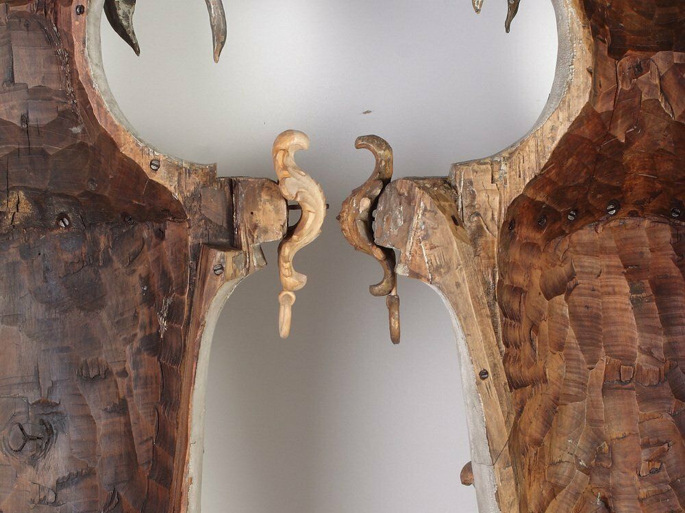 photo buy Large 18th Century Bohemian Decorative Lime Wood Vases, Set Of 2
