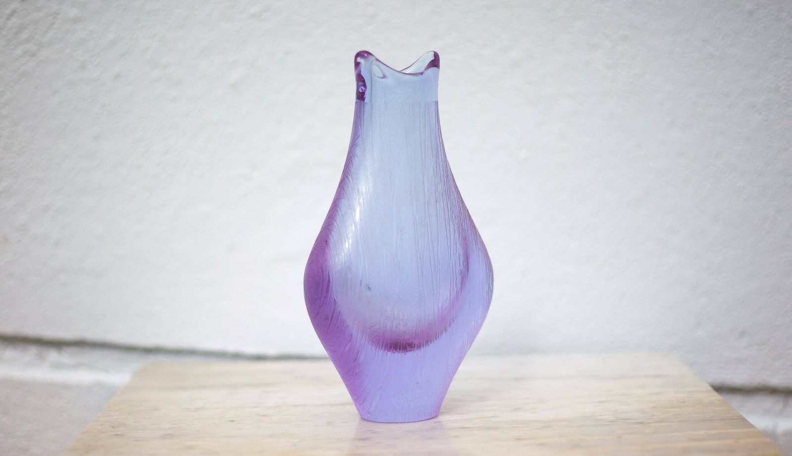Vintage Vase, Miroslav Klinger Vase, Thick Purple Streaked Glass Vase, Collection, 60's photo furniture