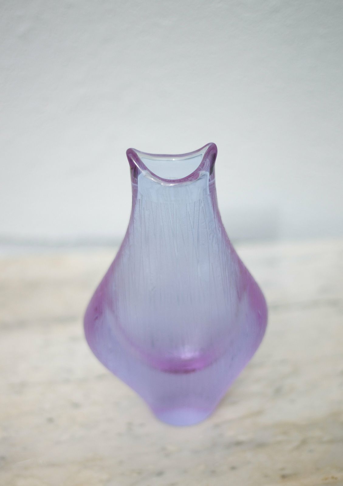photo for sale Vintage Vase, Miroslav Klinger Vase, Thick Purple Streaked Glass Vase, Collection, 60's