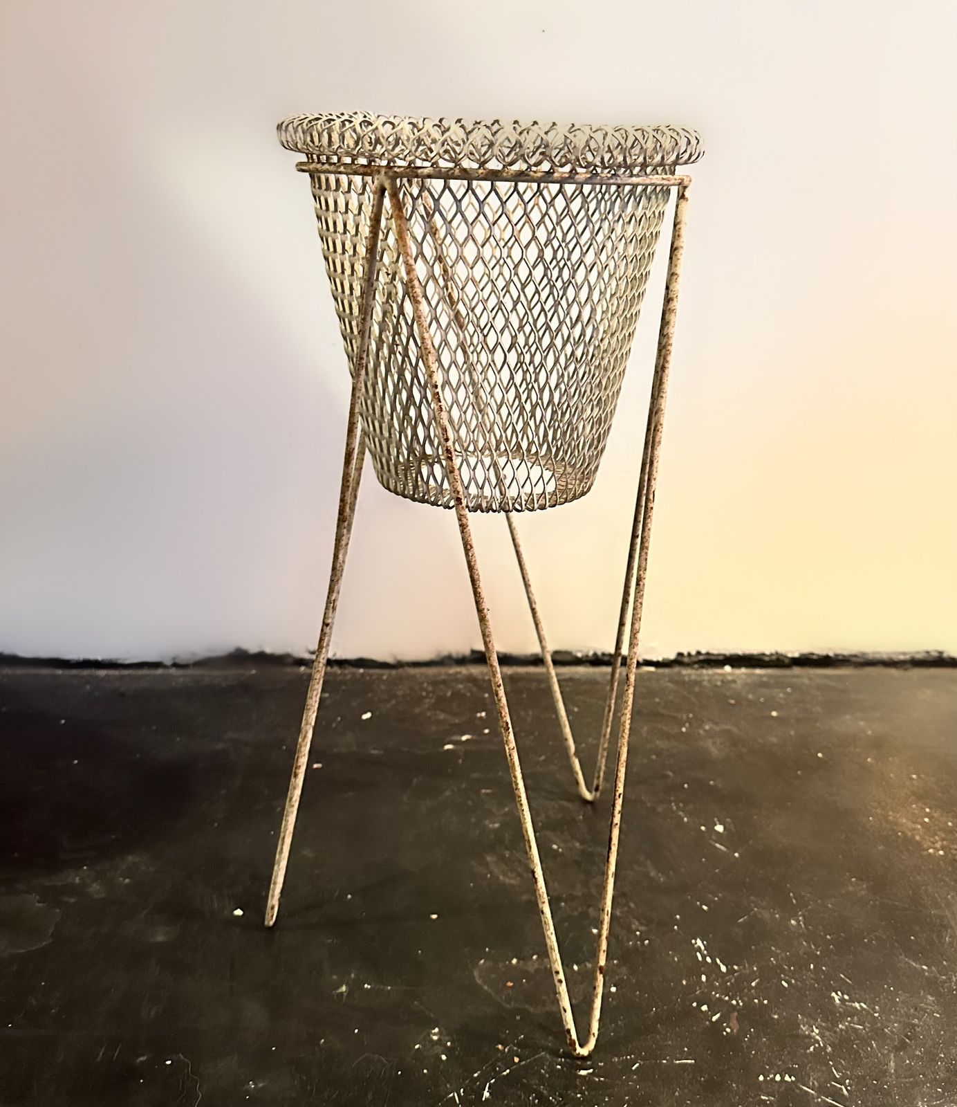 Original Mid Century White Wire Planter From The Festival Of Britain, 1951 photo furniture