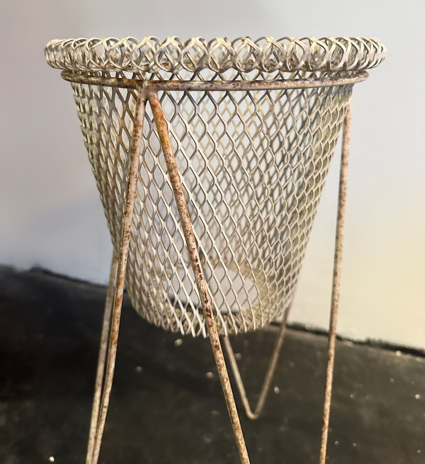 Original Mid Century White Wire Planter From The Festival Of Britain, 1951 photo for sale