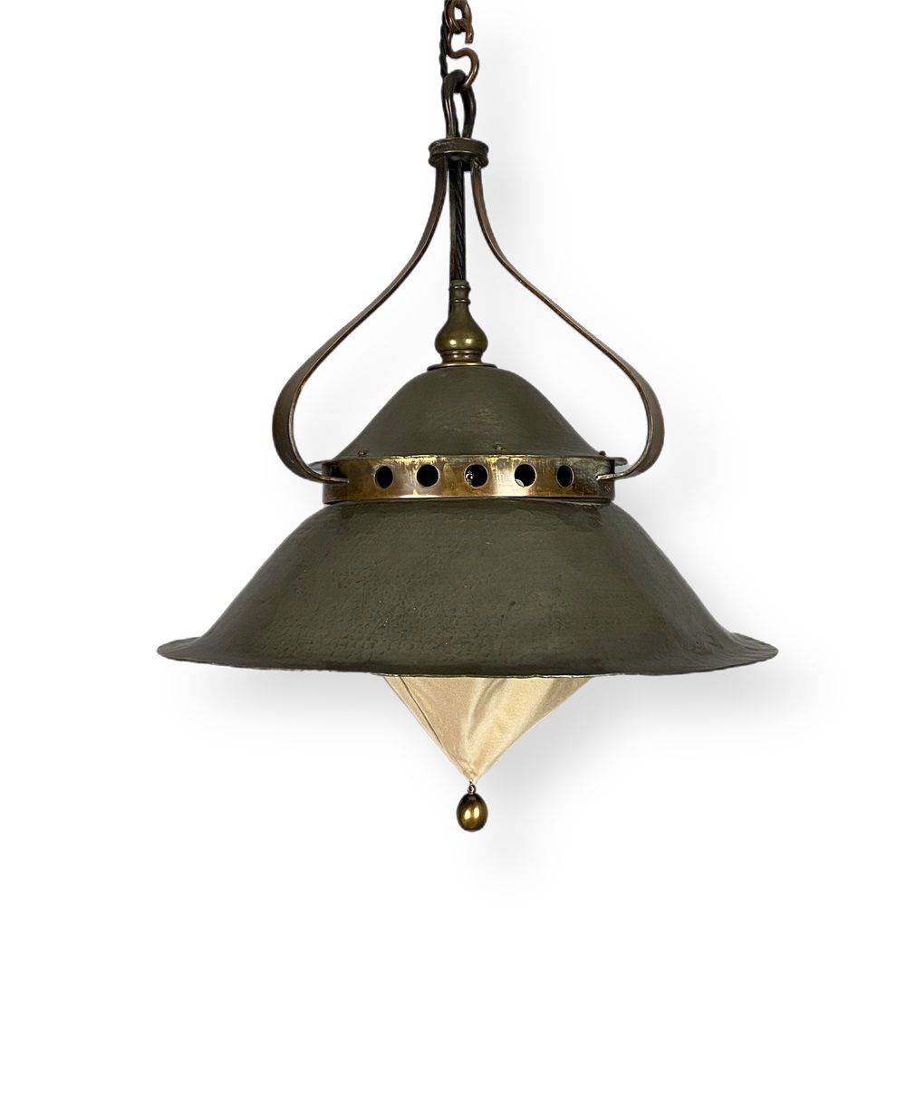 Antique Birmingham Guild Of Handicraft Pewter Pendant Light (22564)