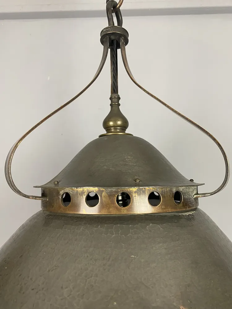 Antique Birmingham Guild Of Handicraft Pewter Pendant Light (22564) photo Lighting