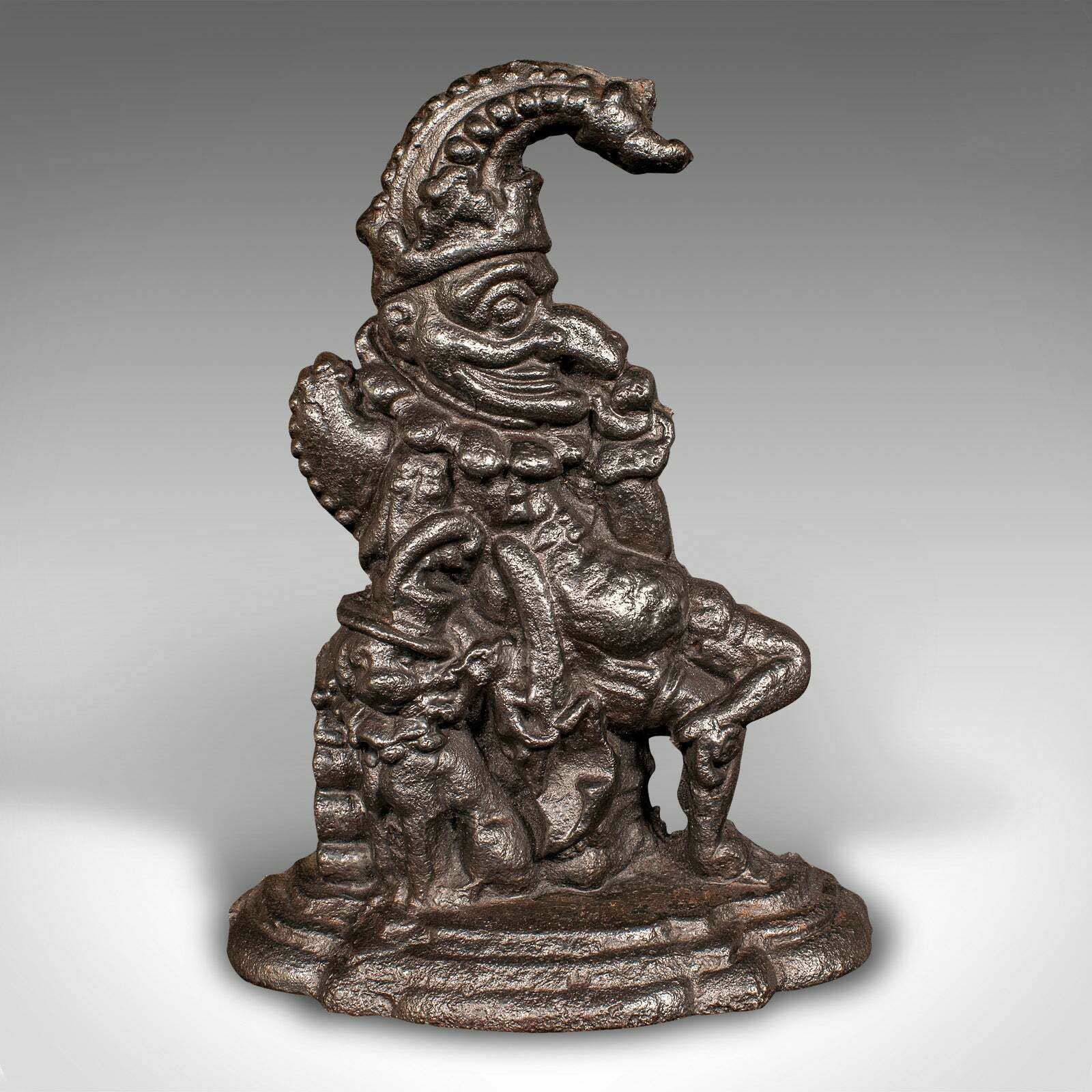 Heavy Antique Mr Punch Doorstop, English Figurative Door Keeper, Victorian, 1860 photo furniture