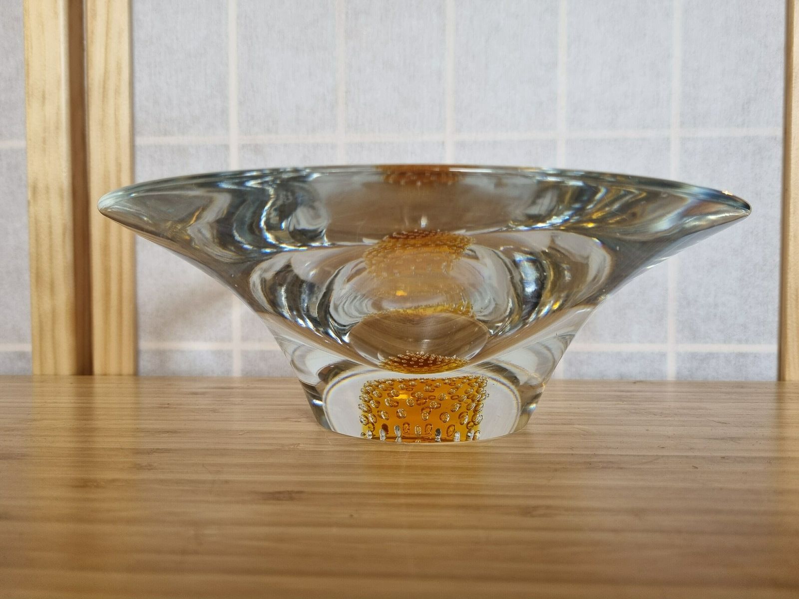 David Hammond Design Yellow Bowl, Thomas Webb England Flair, Mid Century Glass Collectible photo furniture