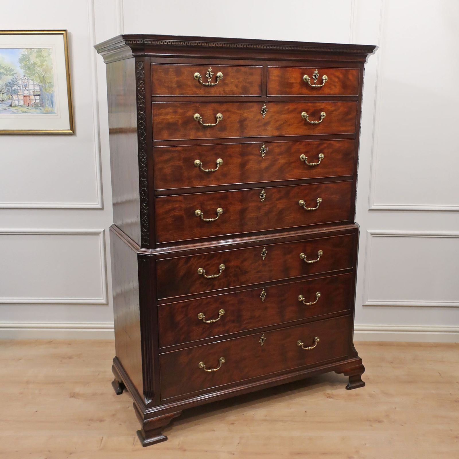 Chippendale Period Mahogany Antique Chest On Chest photo vintage