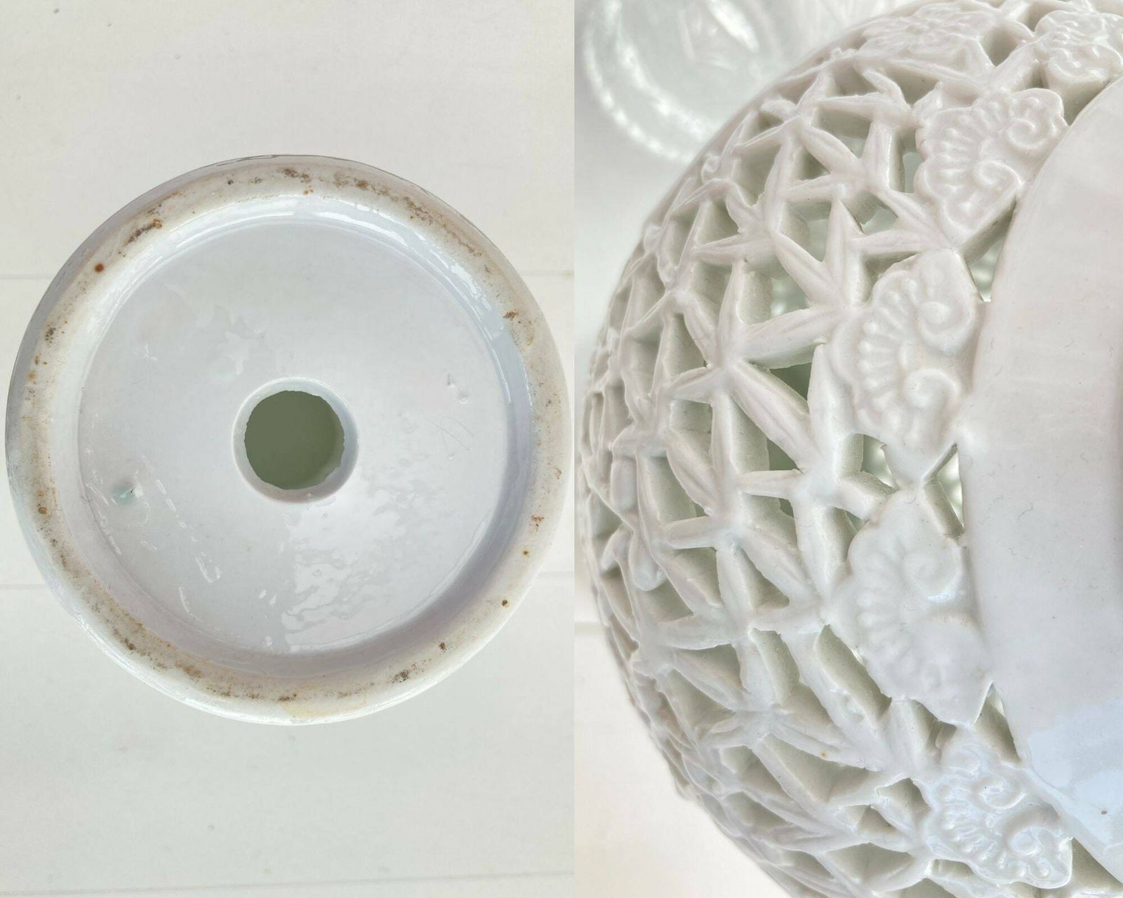 White Blanc De Chine Vase | 3pcs | Reticulated Porcelain photo for sale