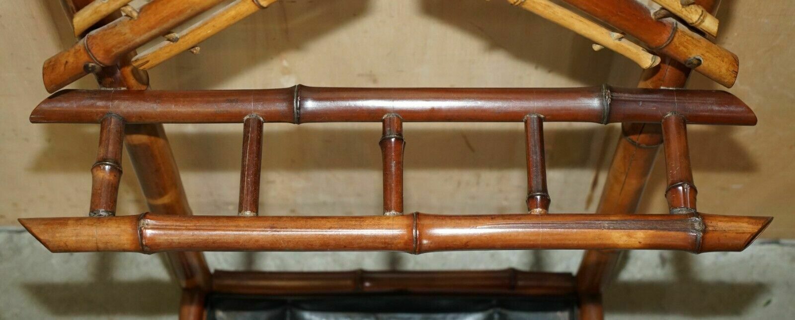 Furniture Antique Circa 1920's Art Deco Bamboo Hat Coat Gloves & Scarf Rack With Mirror photo