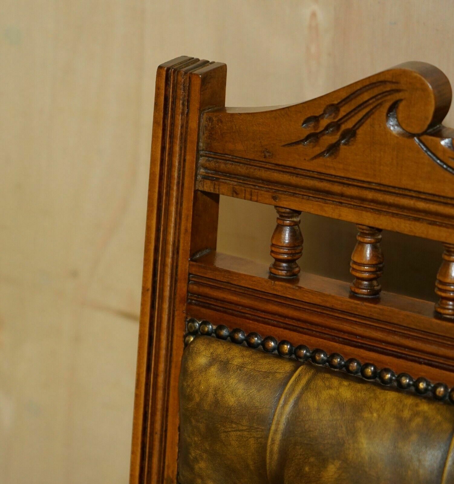 Stunning Vintage Chesterfield Tufted Petrol Brown Leather Library Armchair photo vinterior