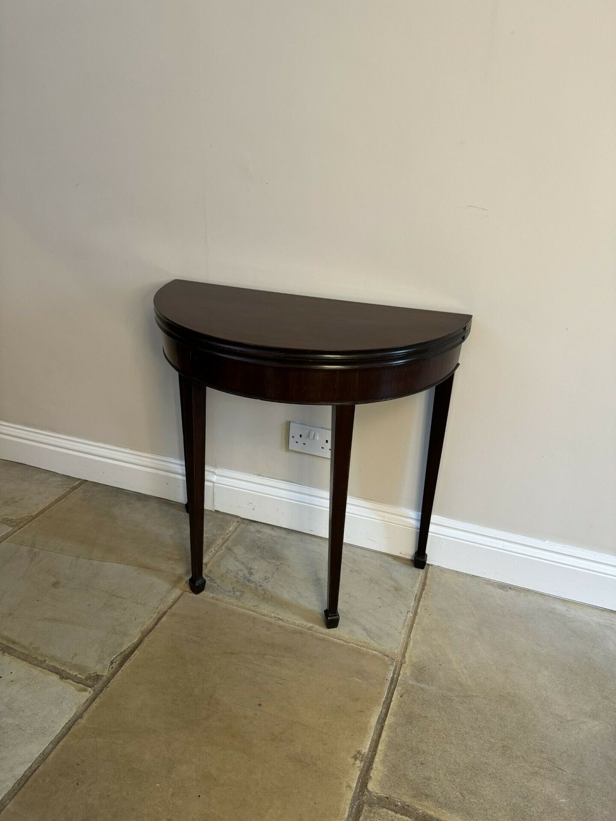 Antique George III Quality Figured Mahogany Demi Lune Shaped Tea Table photo Furniture