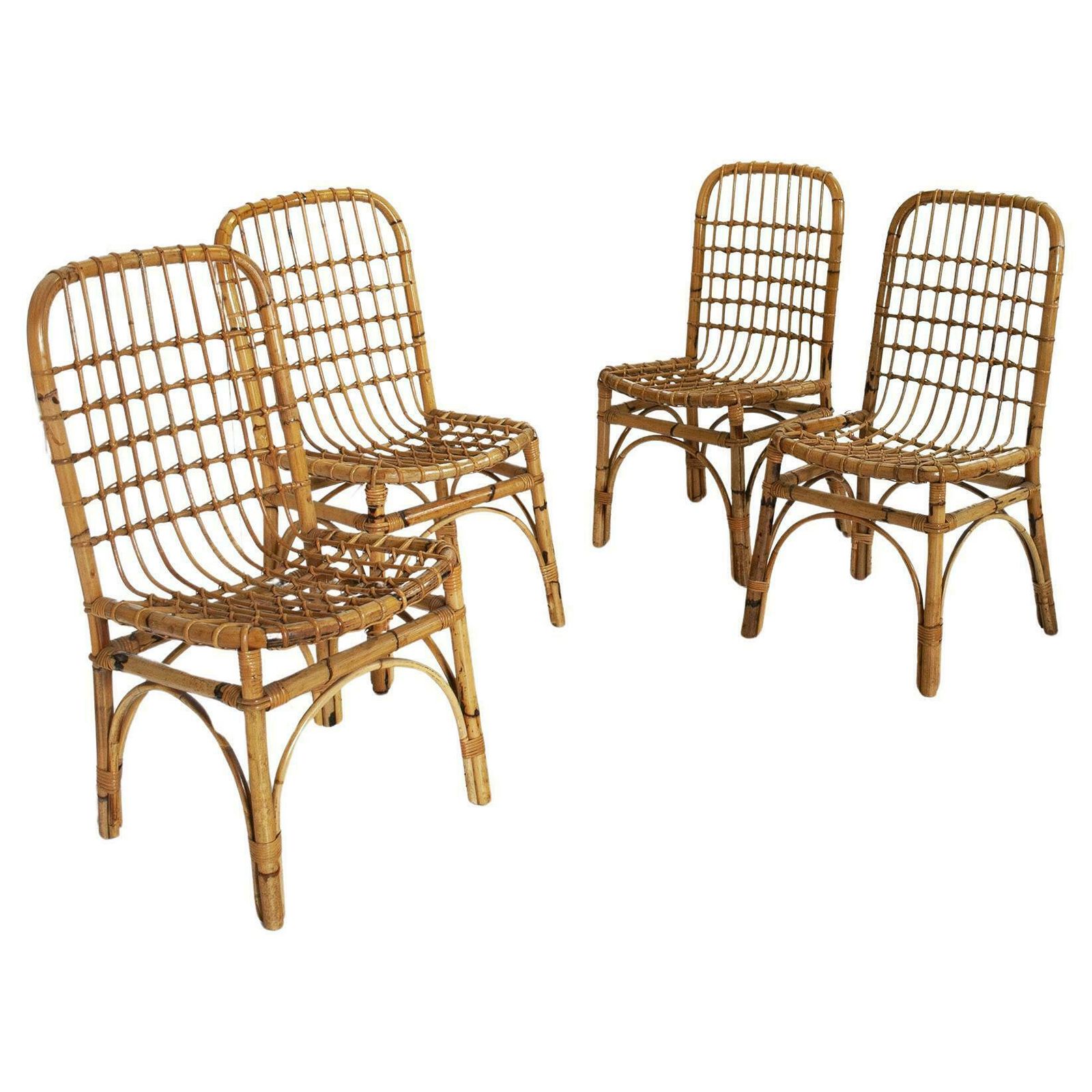 Set Of Four Italian Bamboo Folding Chairs Very Confortable, Mid 60s. photo furniture