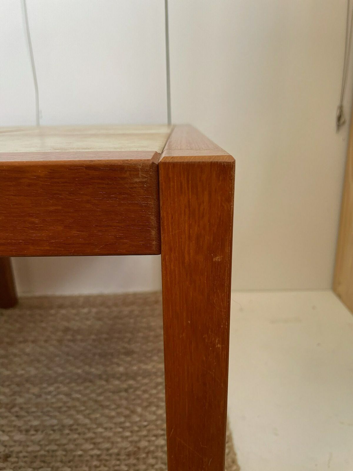 photo furniture Nest Of 3 Danish Coffee Or Side Tables With Teak Frame And Tiled Tops With Leaf Design