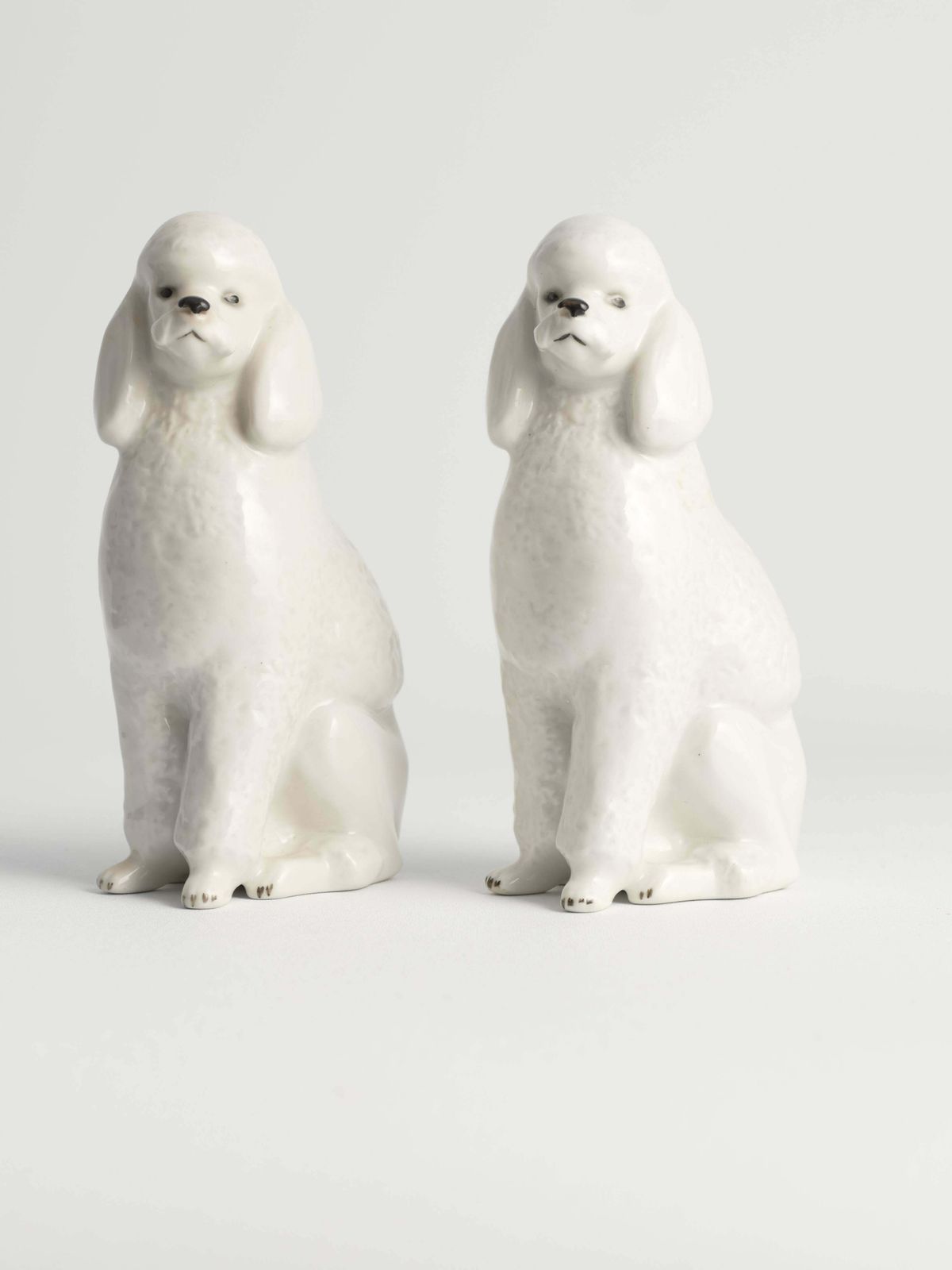 White Hand Painted Porcelain Poodle Dogs By Lomonosov, Soviet, 1960s, Set Of 2 photo buy